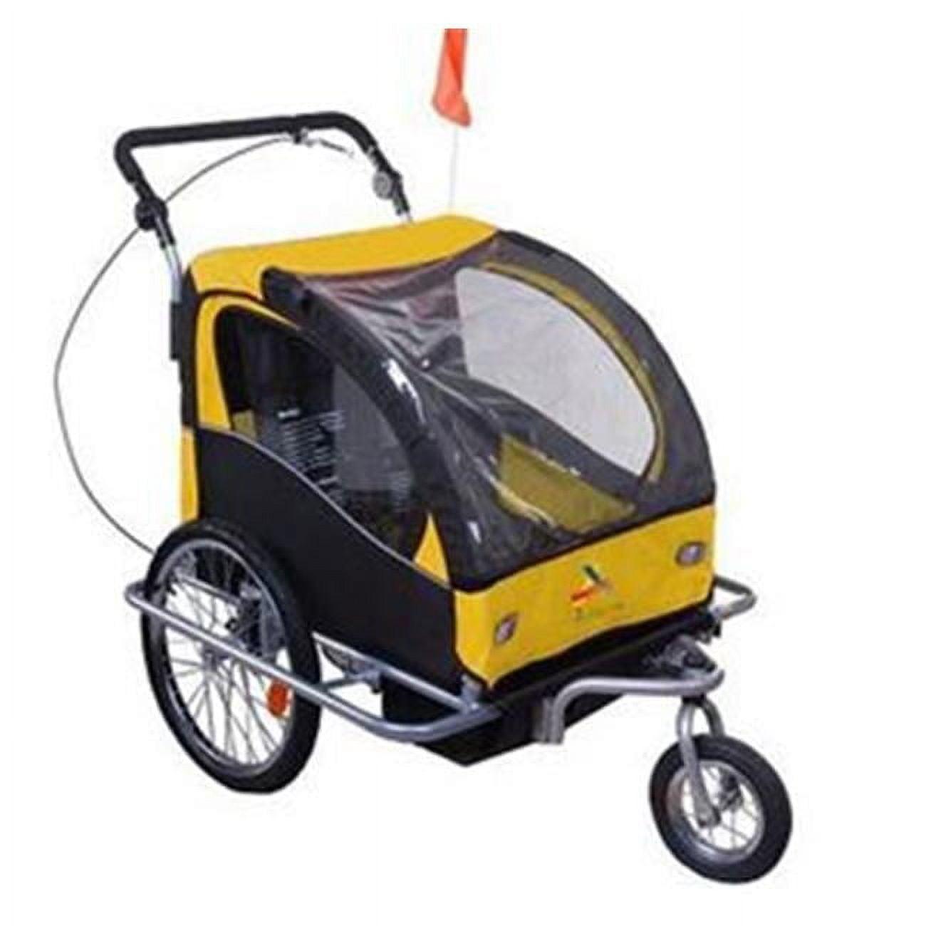 Aosom Yellow Steel Double Child Bike Trailer Stroller