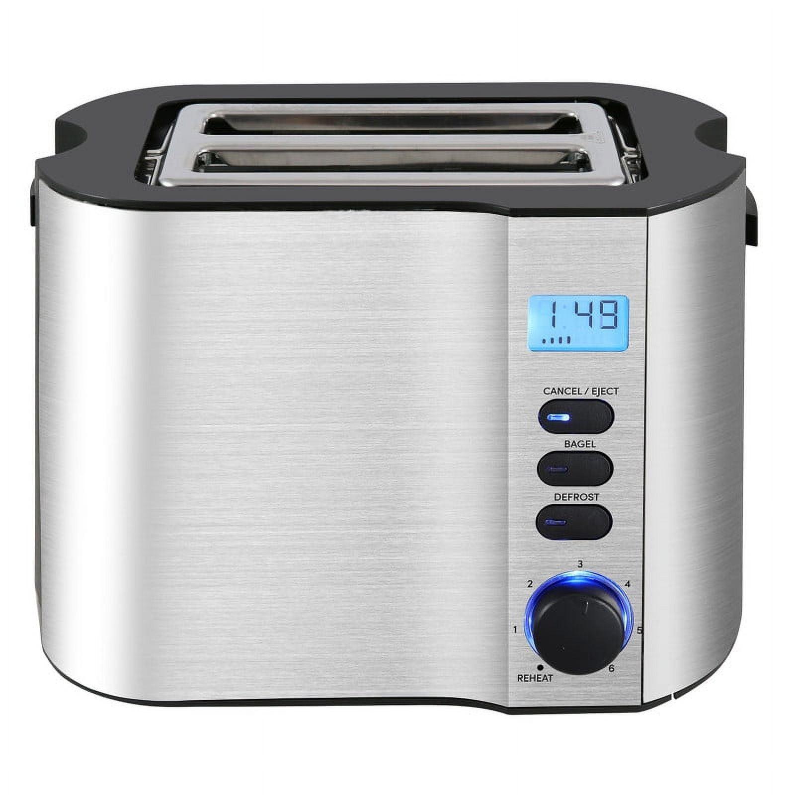 Elite Cuisine 2-Slice Toasters Stainless Steel with Digital