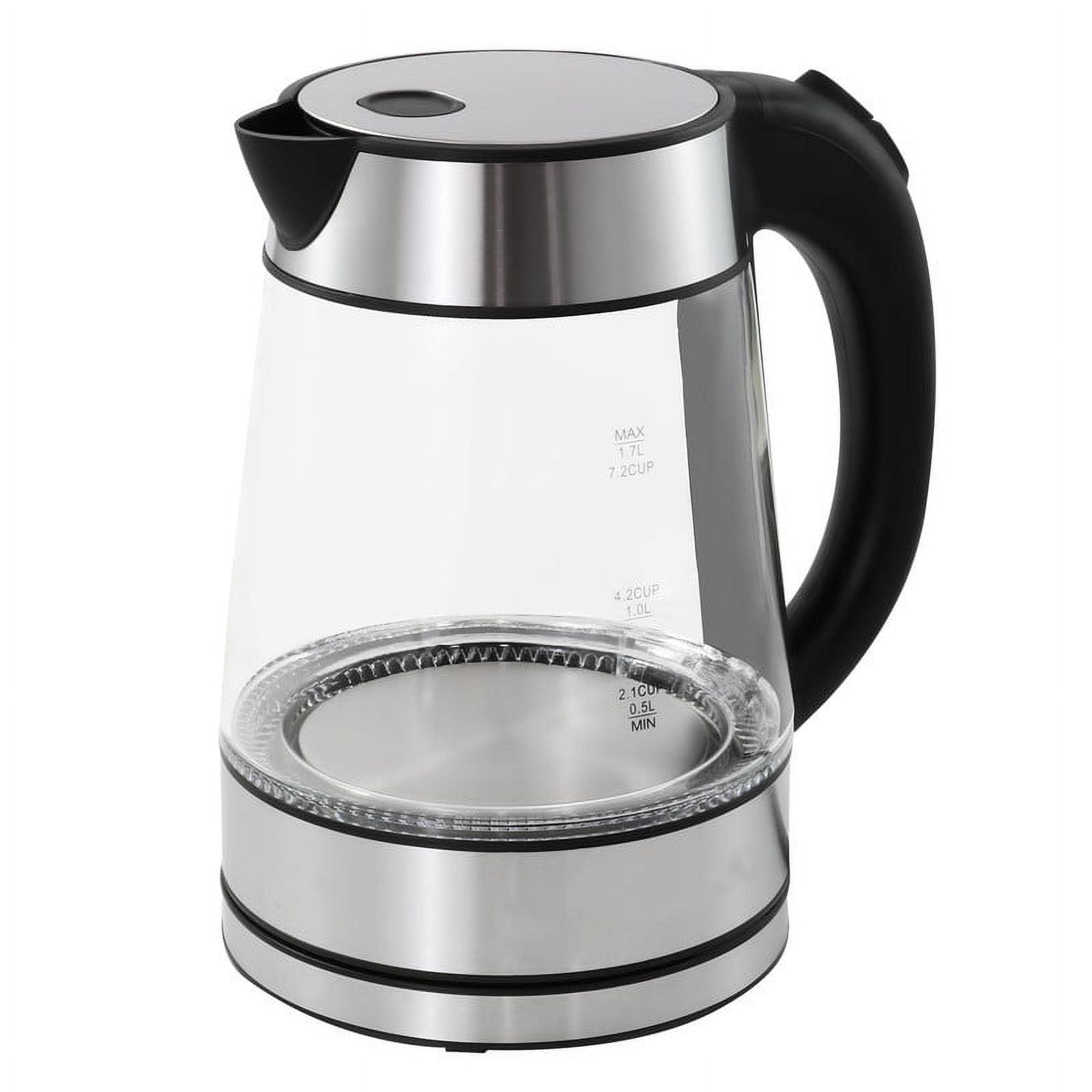 Elite 1.7L Cordless Glass Kettle with Stainless Steel Accents