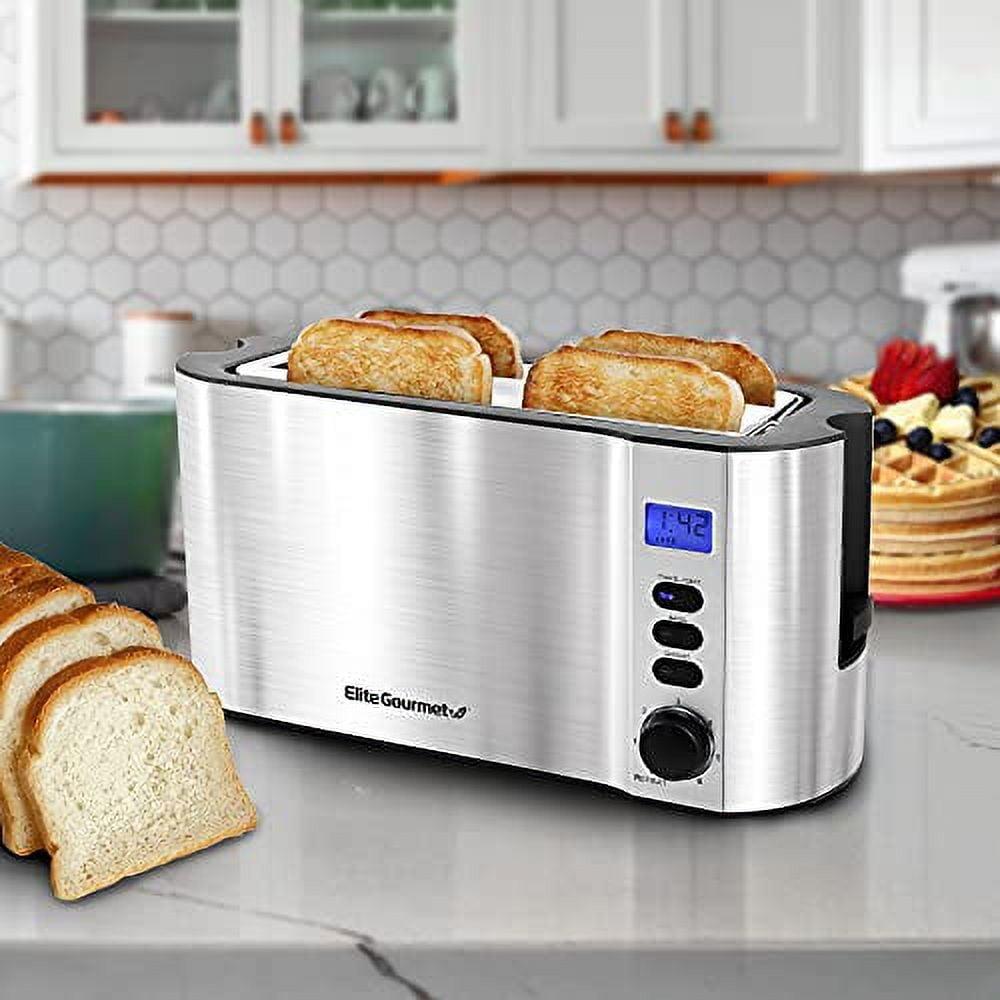 Elite Gourmet 4-Slice Stainless Steel Digital Long Slot Toaster