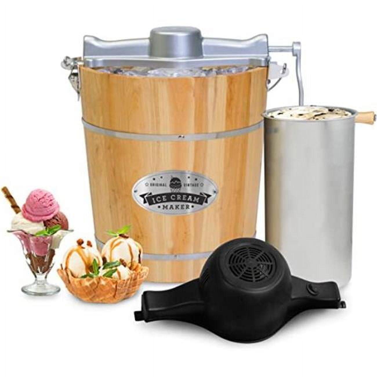 Elite Gourmet 4Qt Pine Bucket Electric and Manual Ice Cream Maker