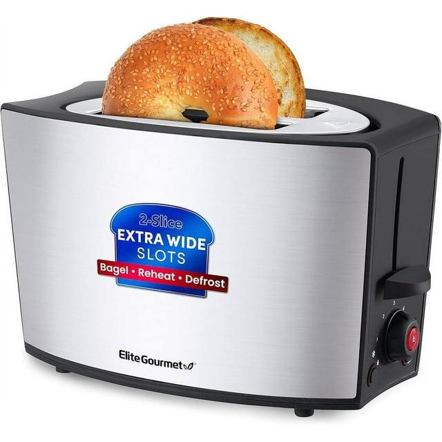Elite Gourmet ECT2428 New Stainless Steel 2-Slice Toaster with Bagel Function