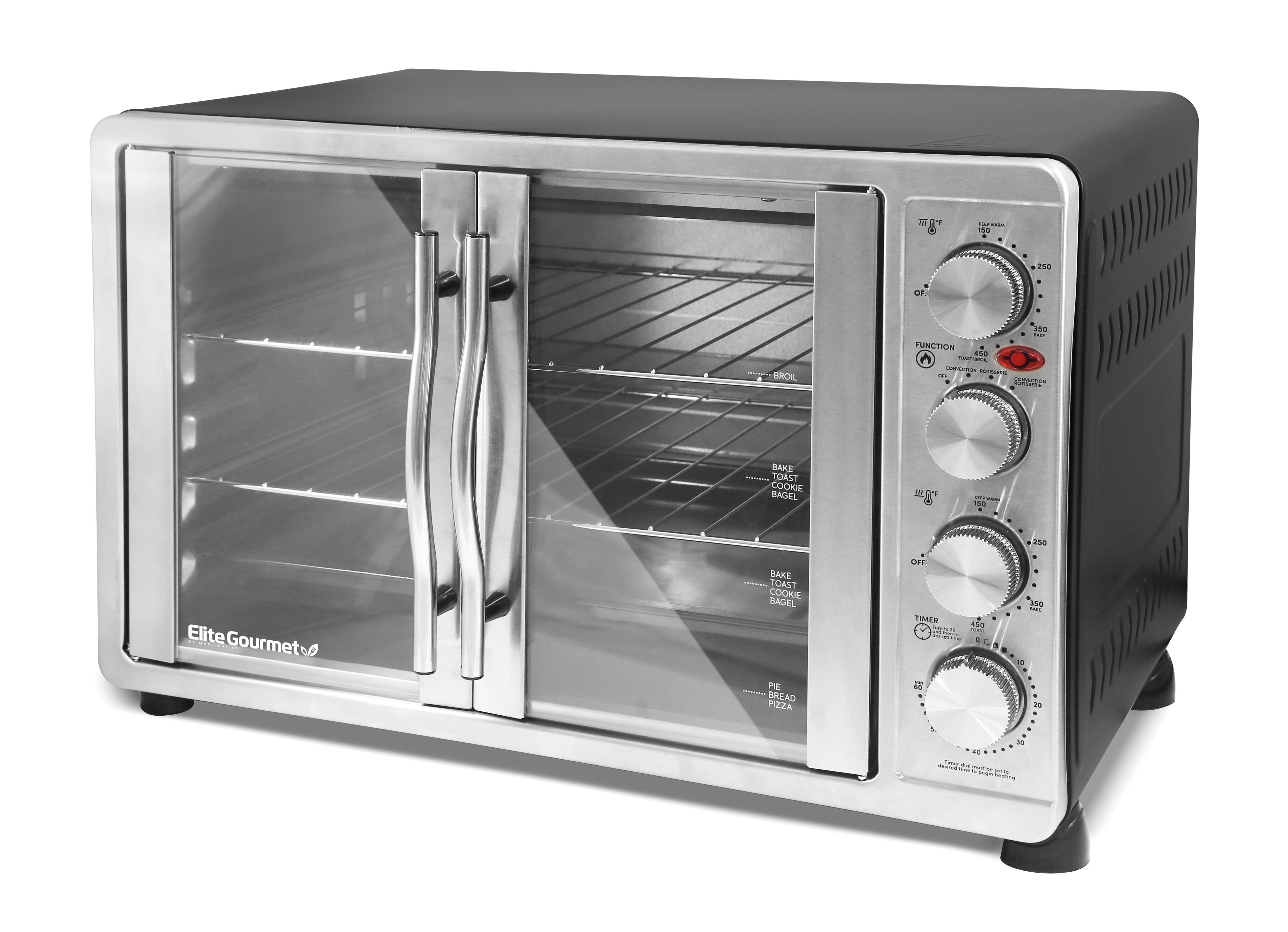 MODERN WALLS LLC French Door 47.5Qt, 18-Slice Convection Oven 4-Control Knobs, Bake Broil Toast Rotisserie Keep Warm, Includes Pizza Racks