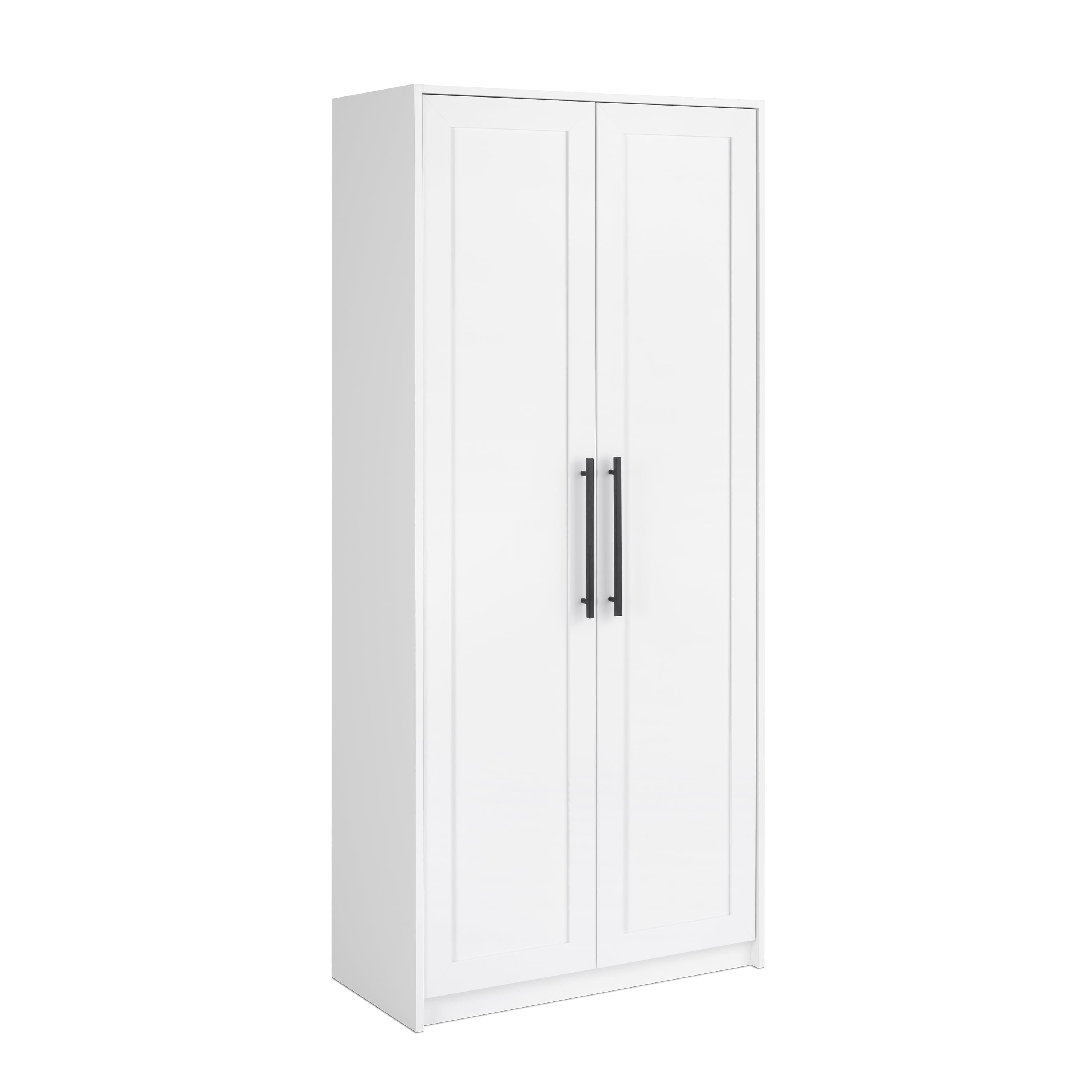 Elite White Tall Storage Cabinet with Adjustable Shelves