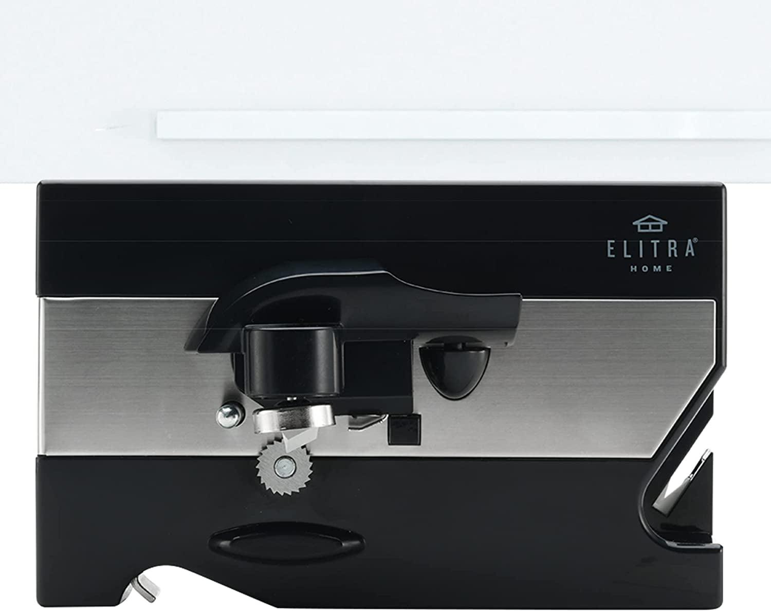 Elitra 3 in 1 Under the Cabinet Electric Can Opener, Blade Sharpener, Bottle Opener - Black
