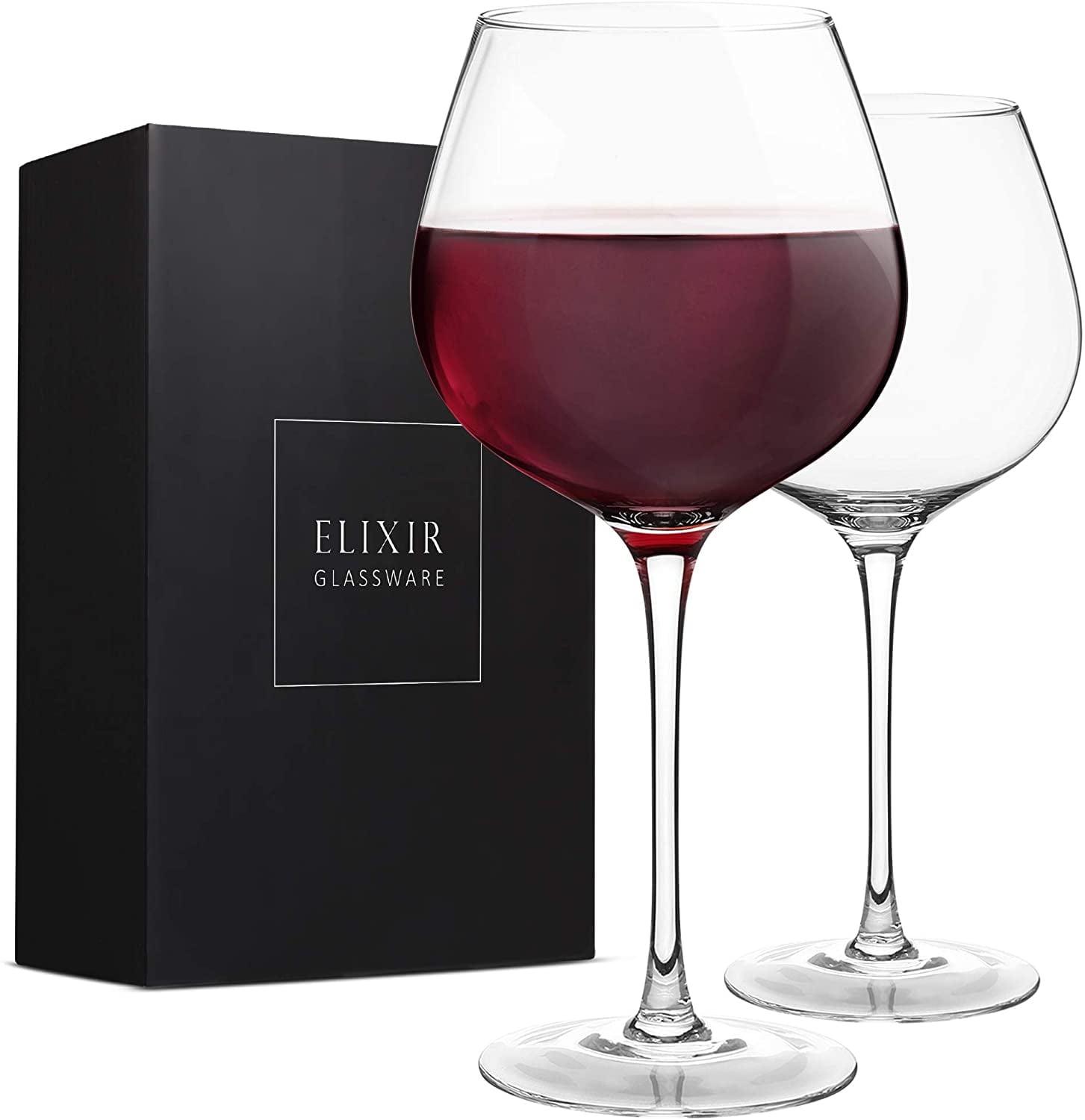 Elixir Premium Crystal Tulip Wine Glasses Set, 22 oz, Clear