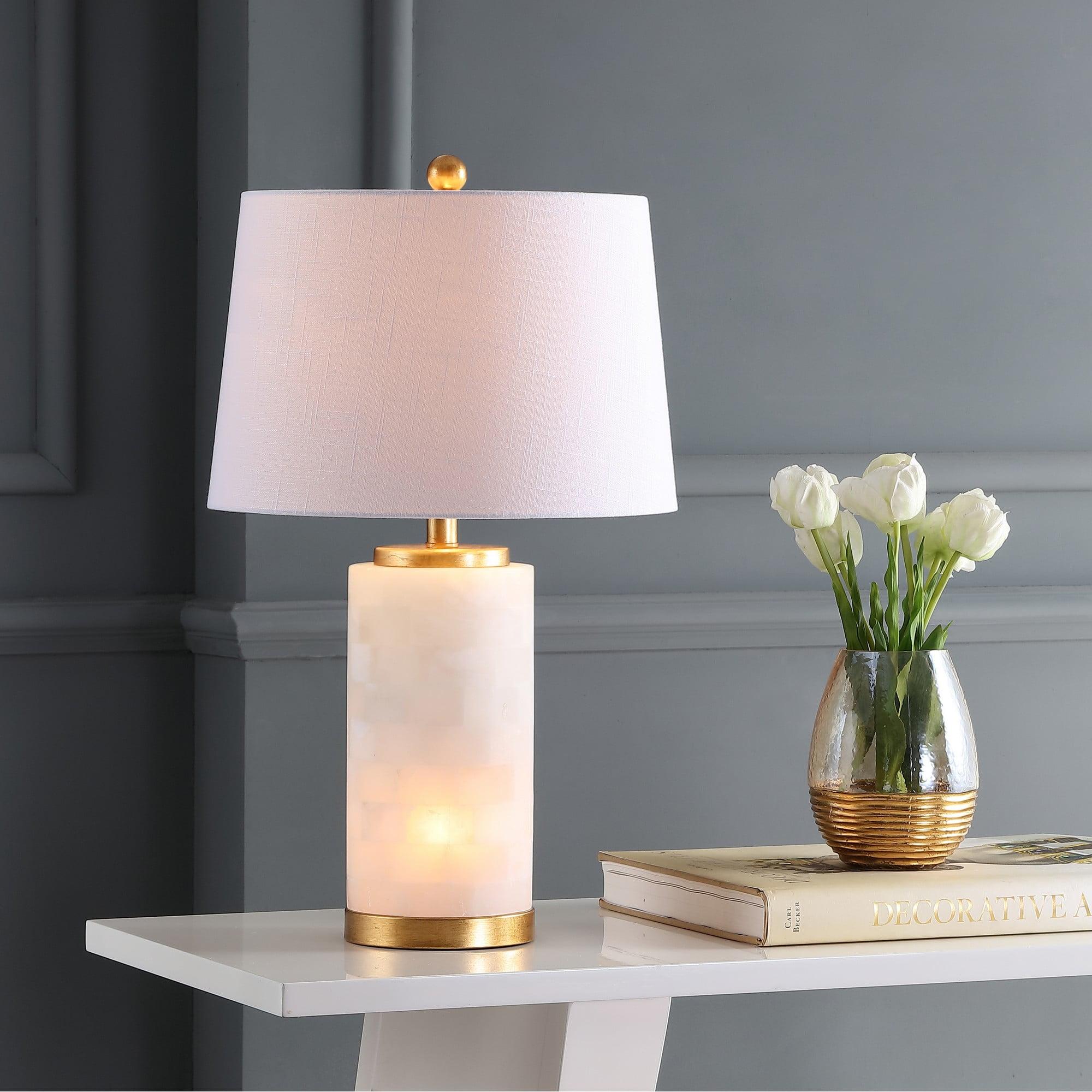 Eliza 25.5" White Alabaster and Gold LED Table Lamp