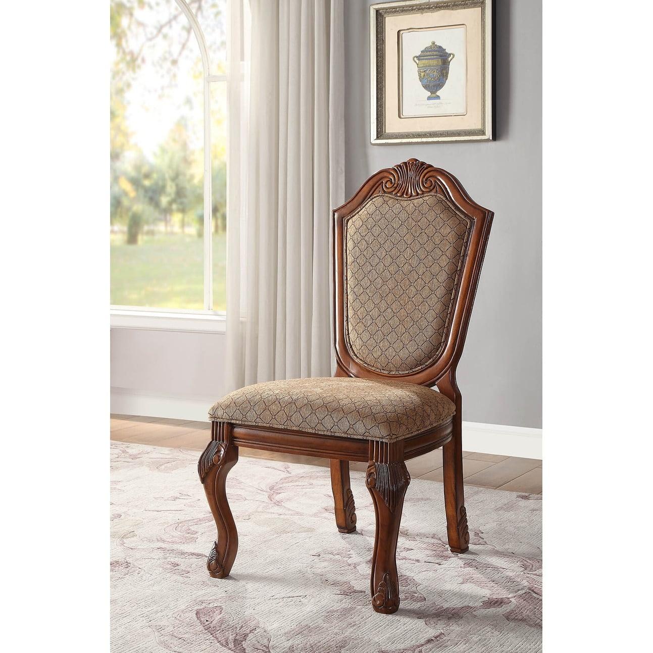 Eliza High Back Tan and Cherry Wood Side Chair