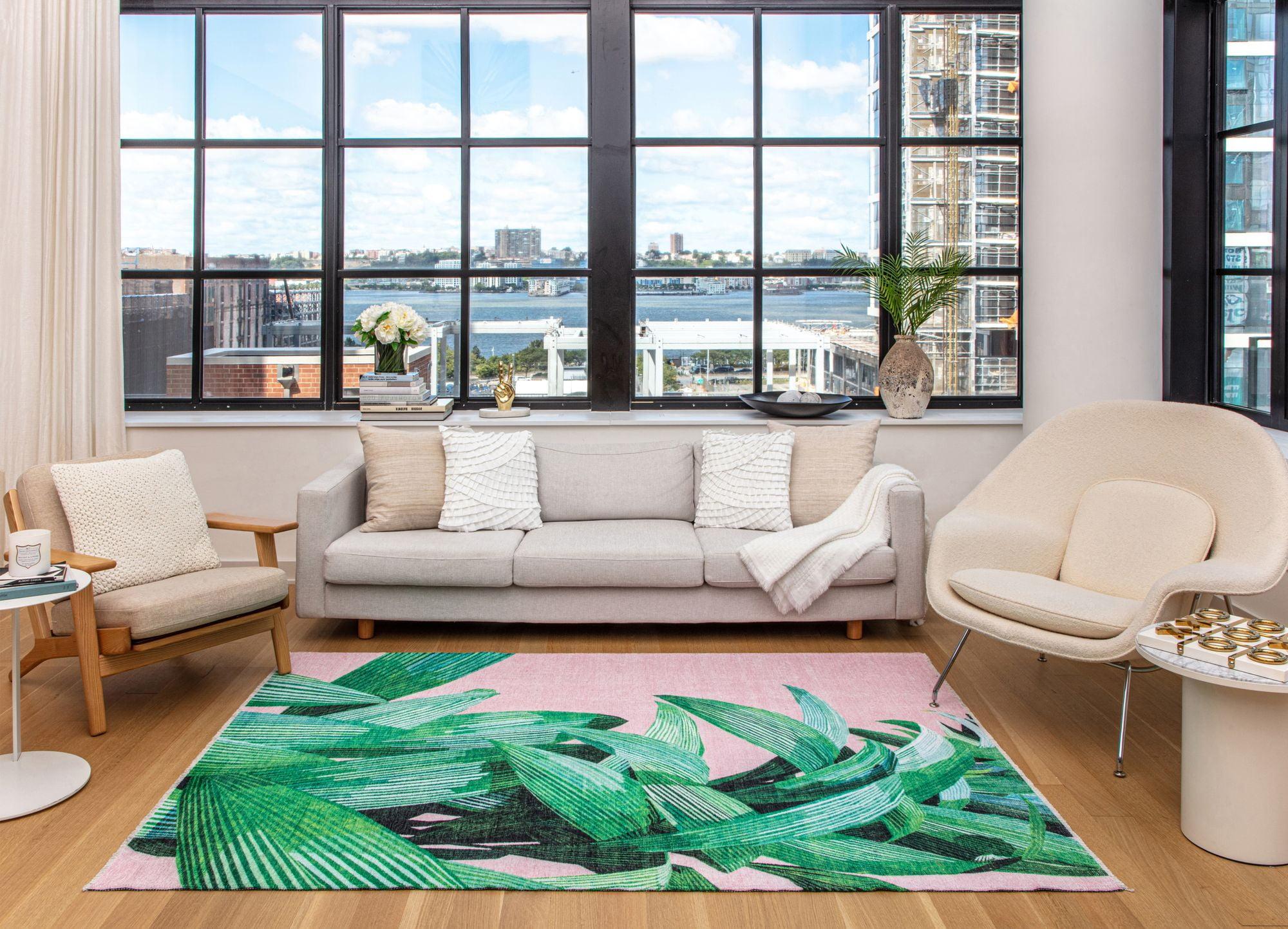 Maisie Modern Pink Palm Area Rug