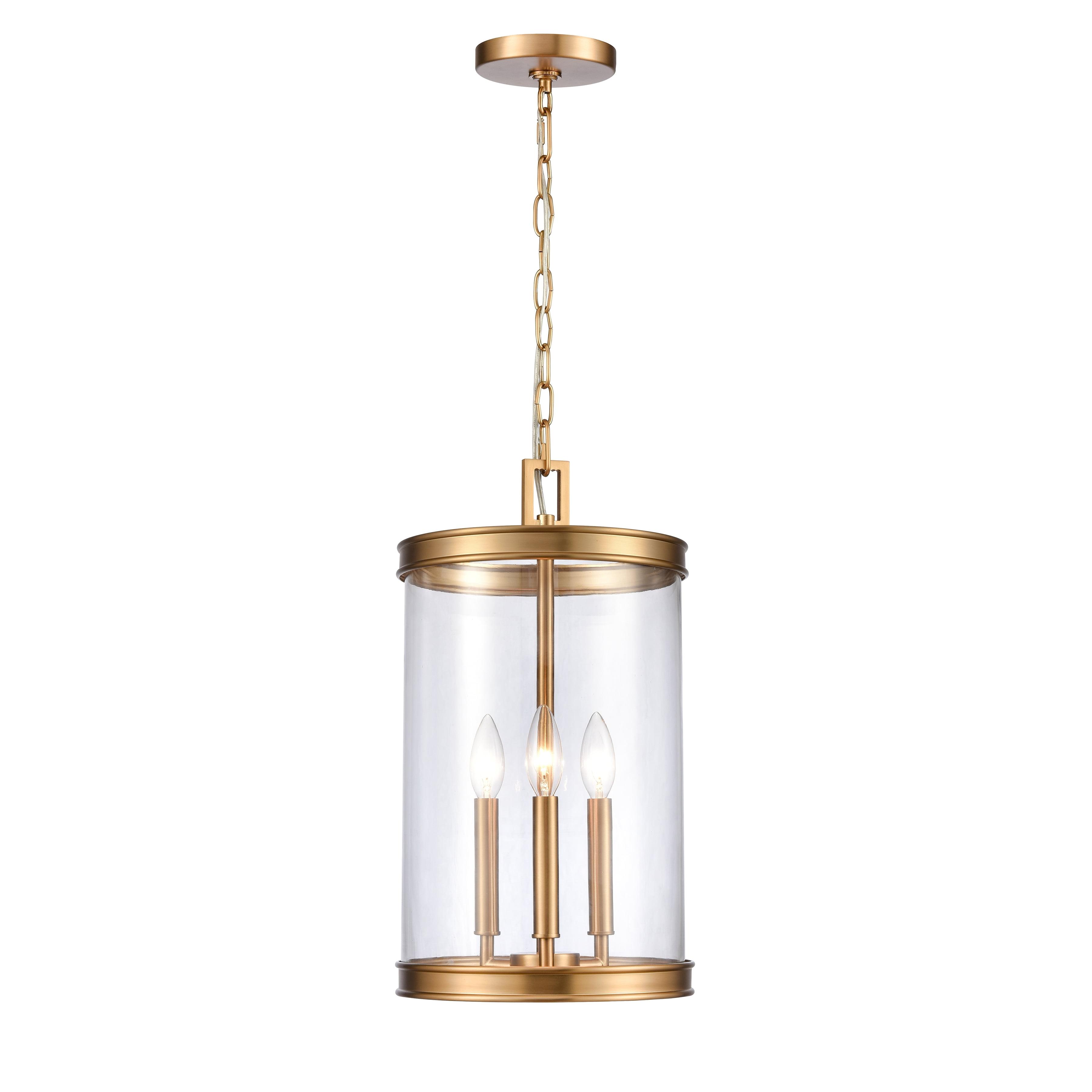 Mendoza Brushed Gold Clear Glass 3-Light Pendant