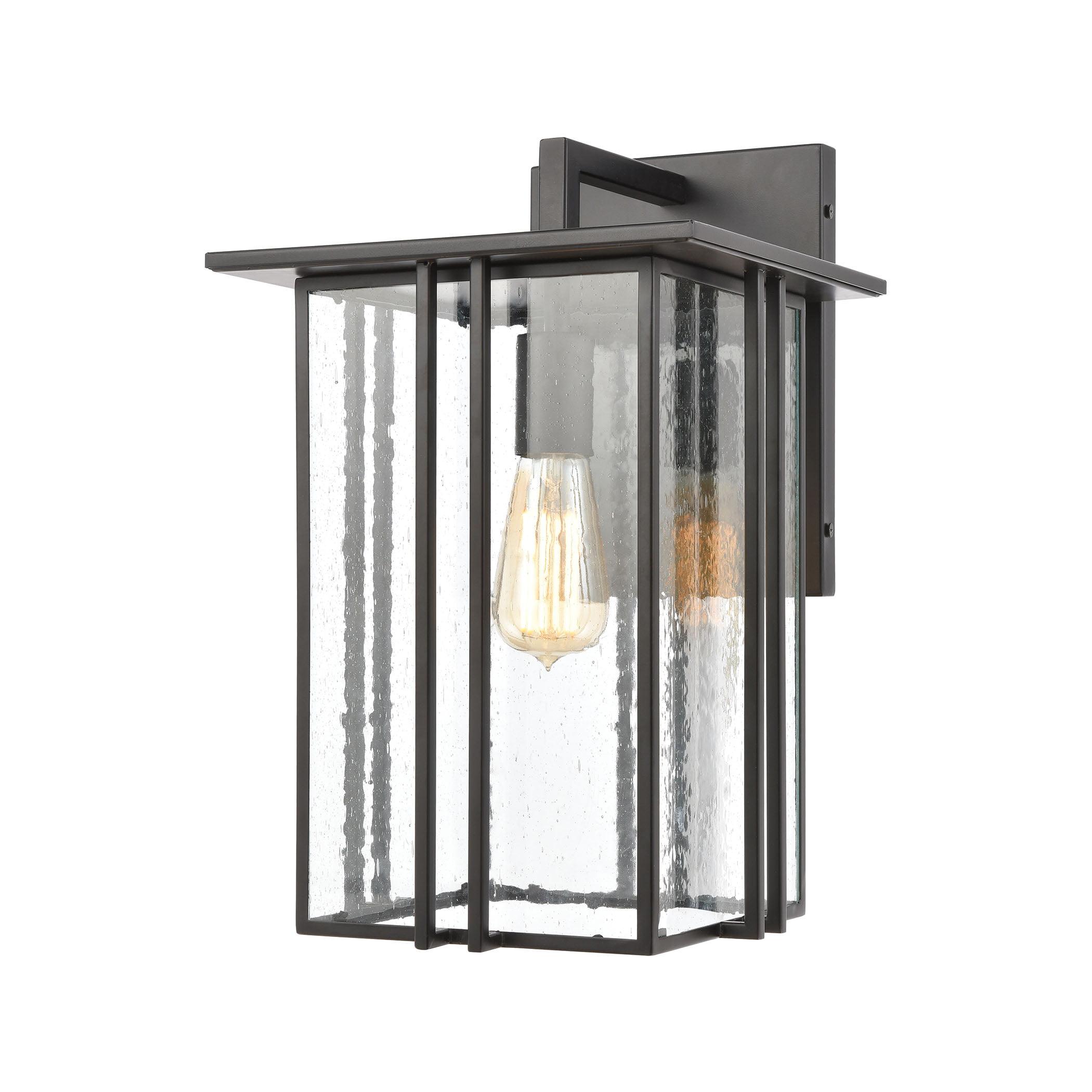 Radnor 16" Matte Black Seedy Glass Dimmable Outdoor Wall Sconce