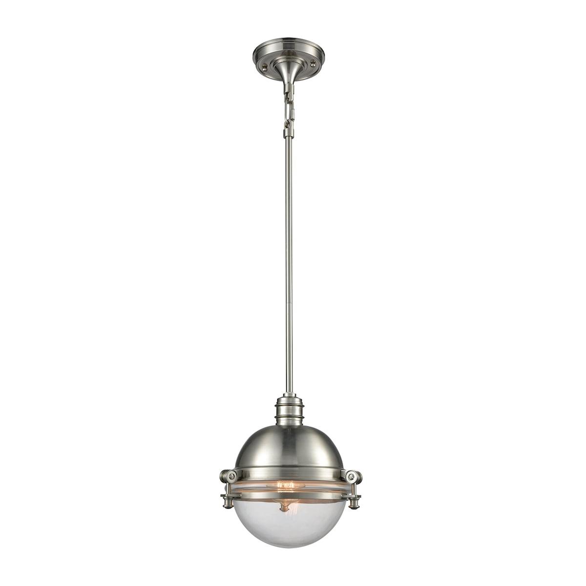 Riley 10-Inch Satin Nickel Glass Mini Pendant