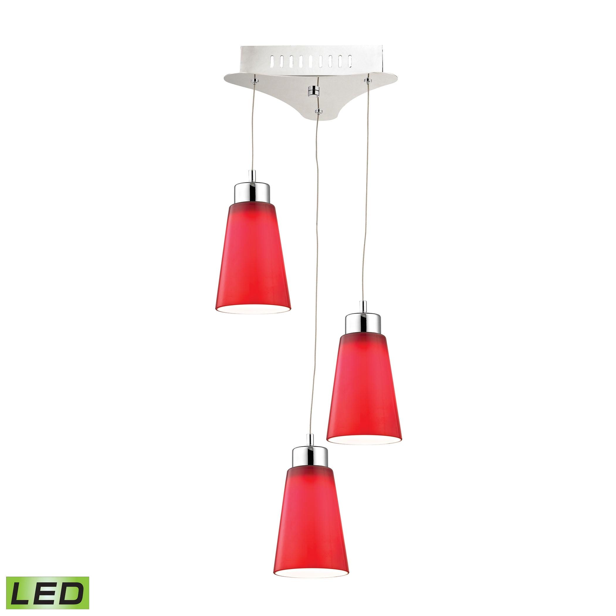 Coppa Chrome Finish 11" LED Mini Pendant with Red Glass