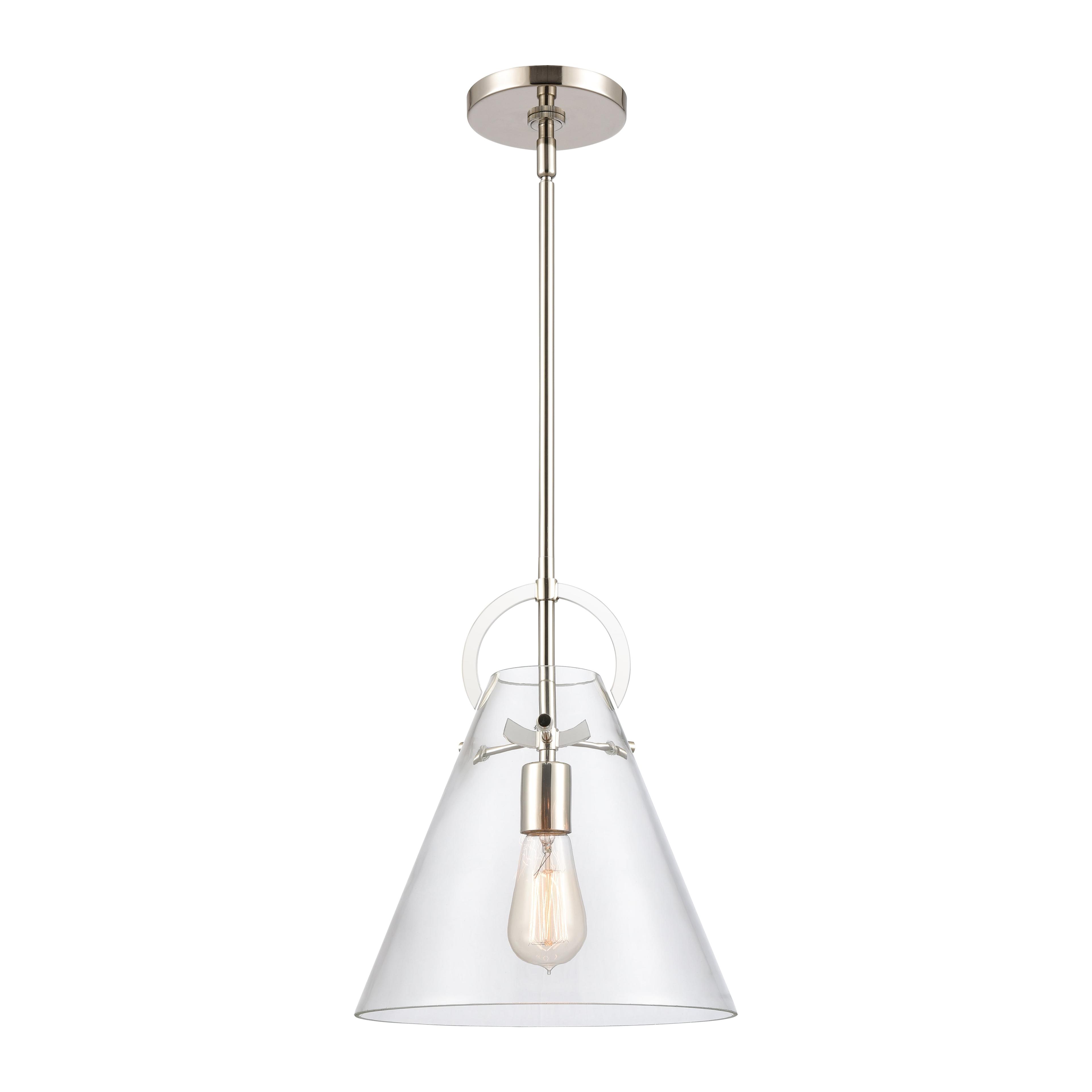 Gabby Mini Polished Nickel 1-Light Pendant with Clear Glass