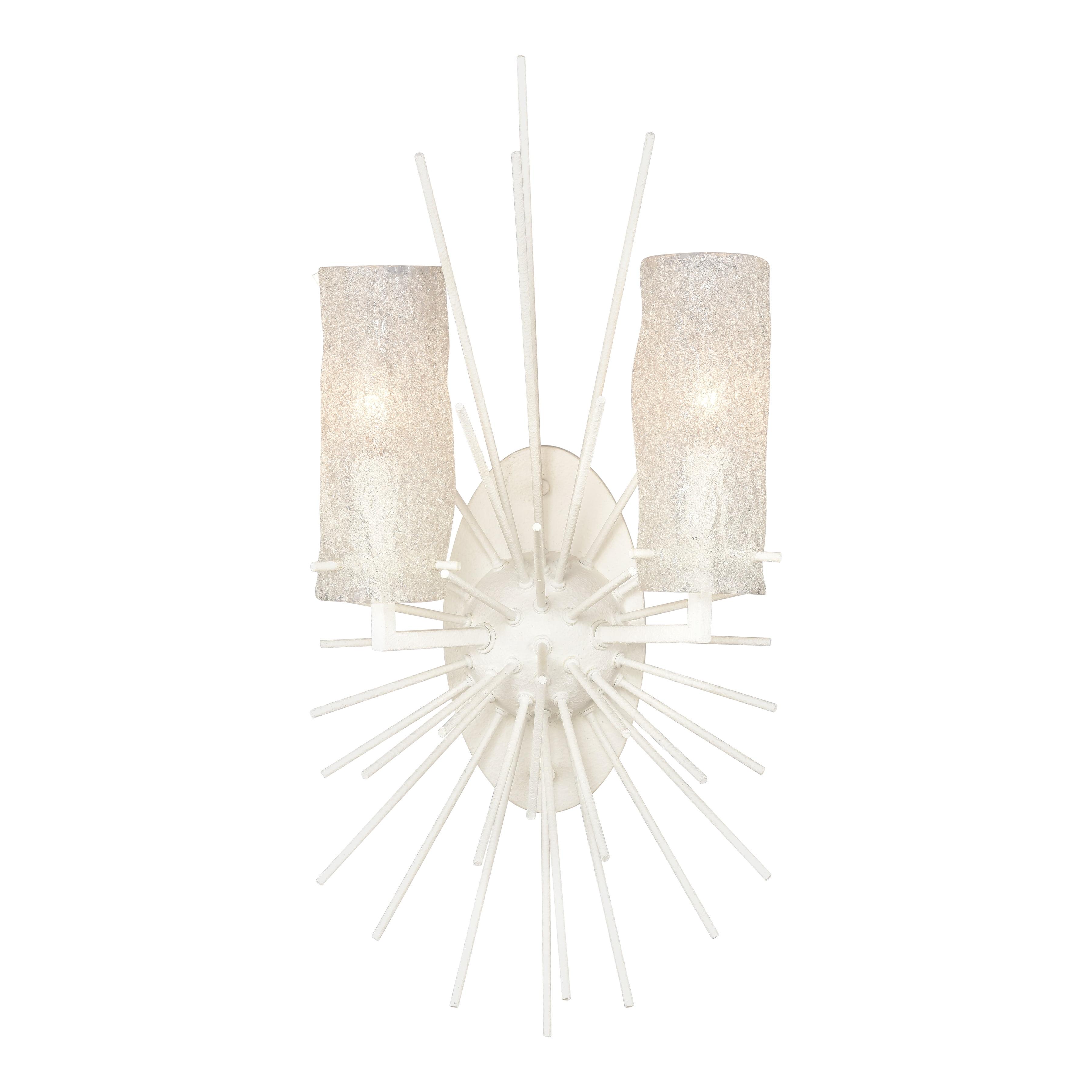 Coastal White Coral 2-Light Dimmable Sconce with Scavo Glass