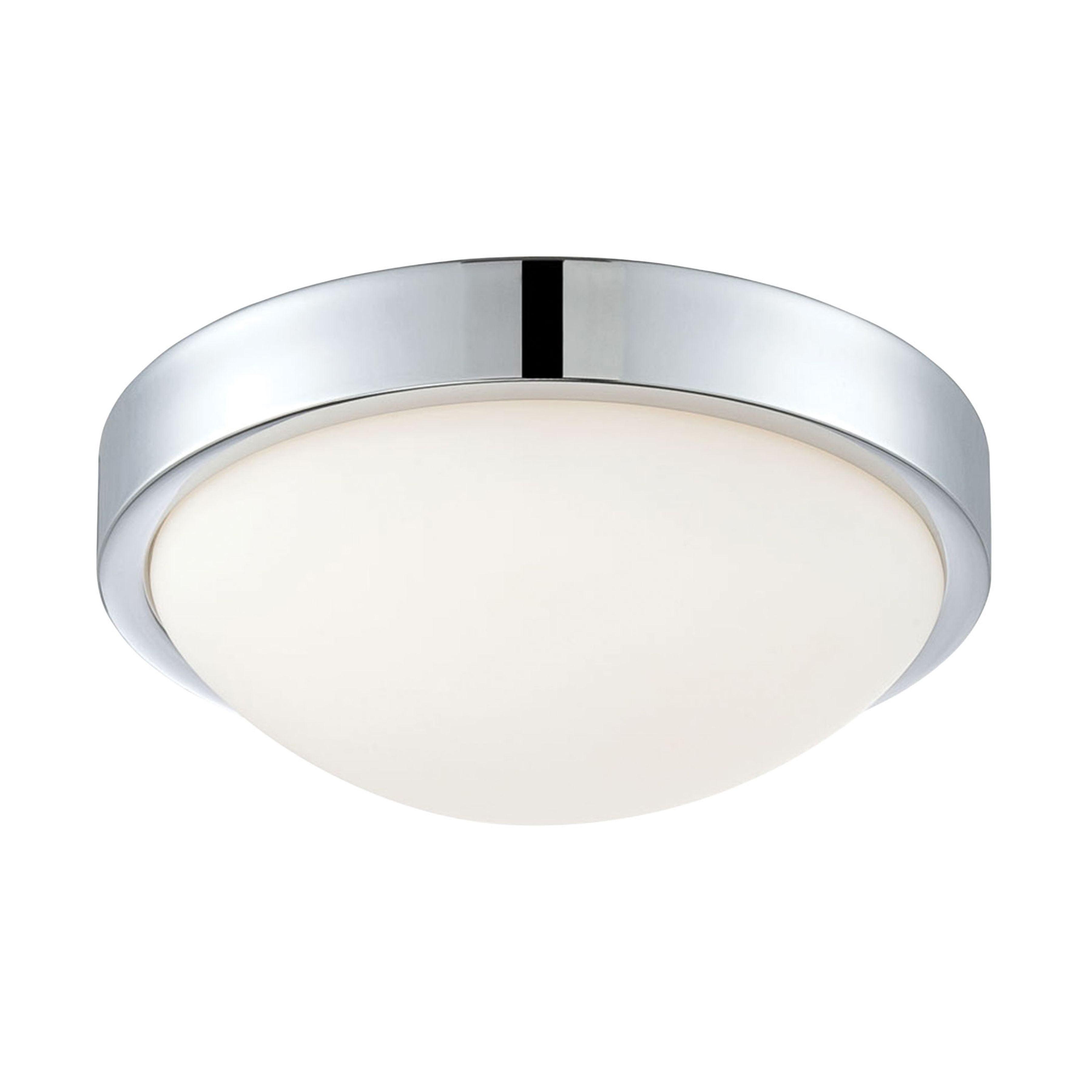 Sydney Contemporary Chrome LED Flush Mount with Opal White Glass