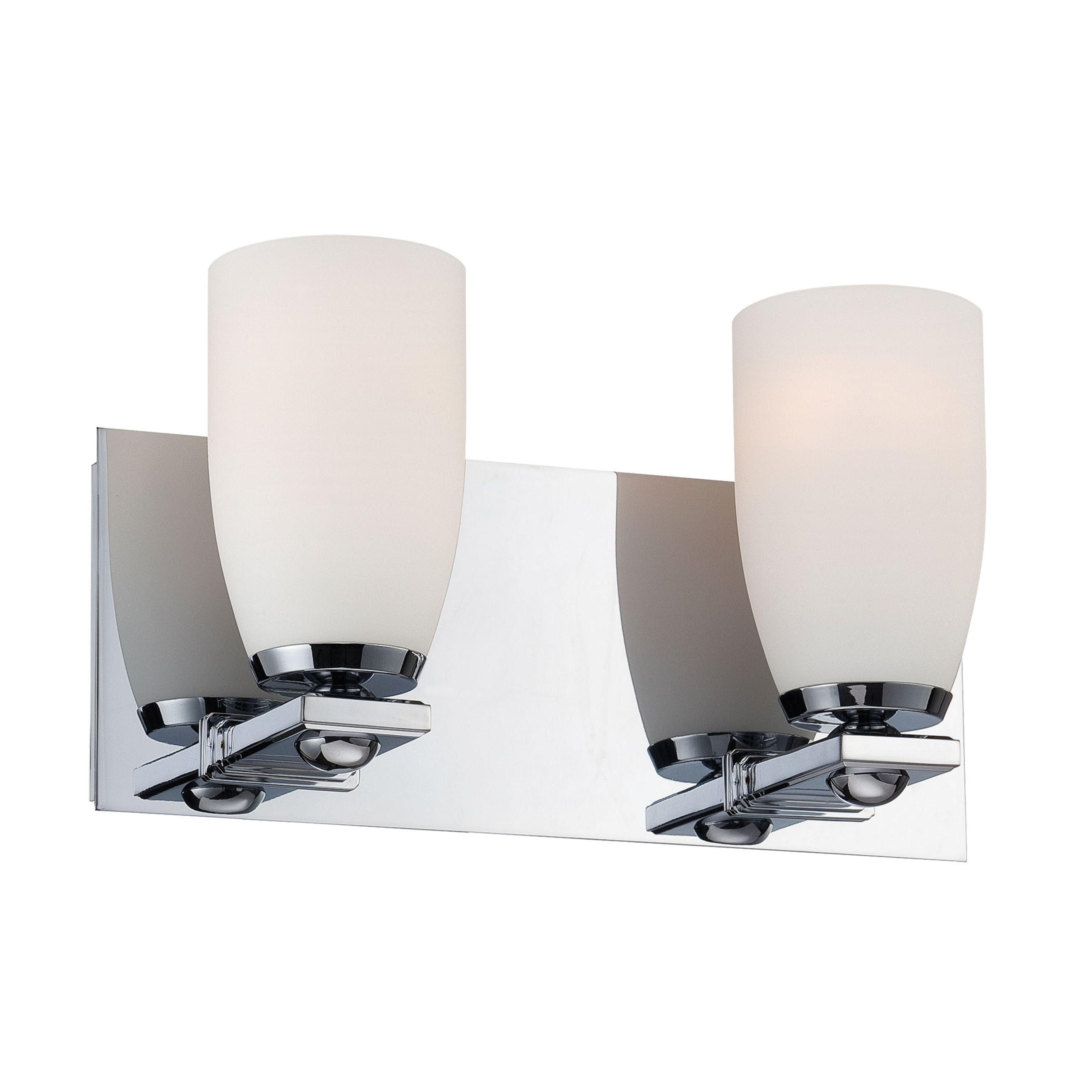 Chrome 2-Light Vanity with White Opal Glass Shades