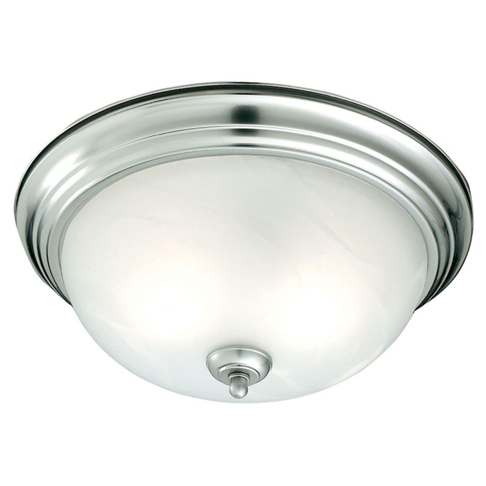 Transitional 12" Brushed Nickel Glass Bowl Flush Mount Light