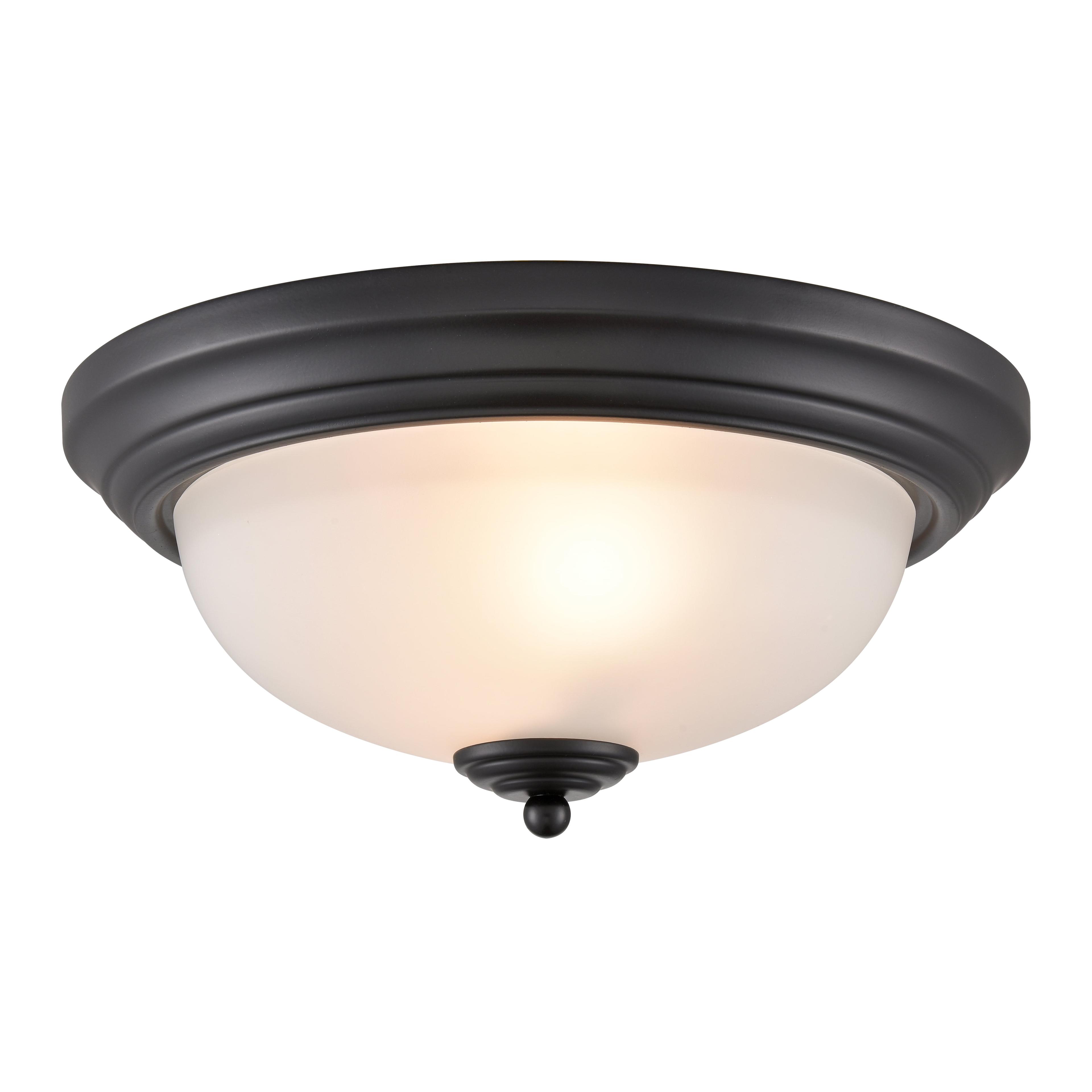 13-Inch Black and Frosted Glass Flush Mount Light