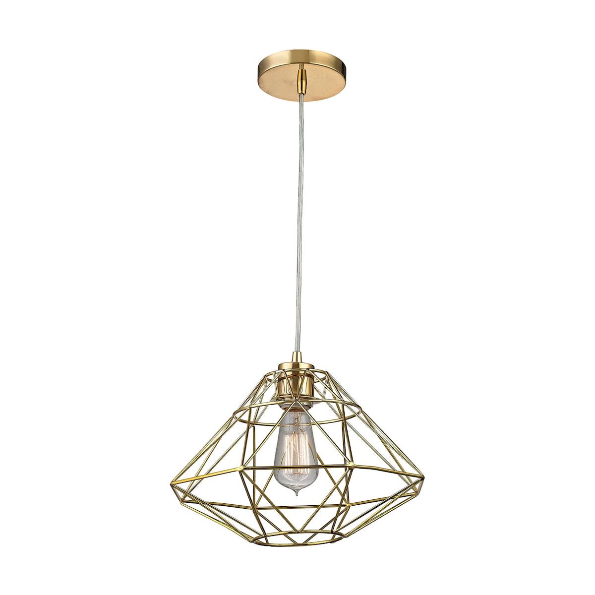 Transitional Gold Metal Cage 1-Light Pendant