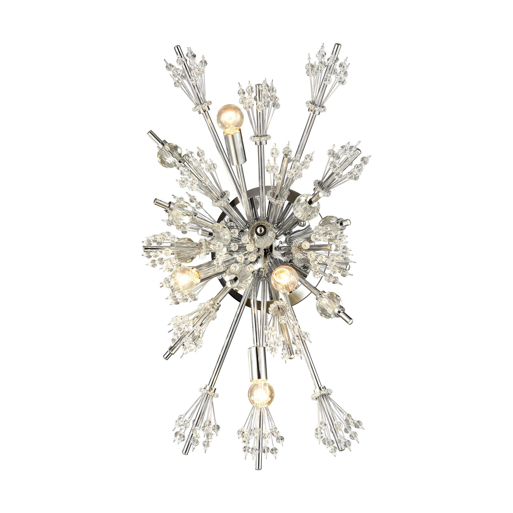 Celestial Chrome 4-Light Polished Sconce with Faceted Crystal Balls