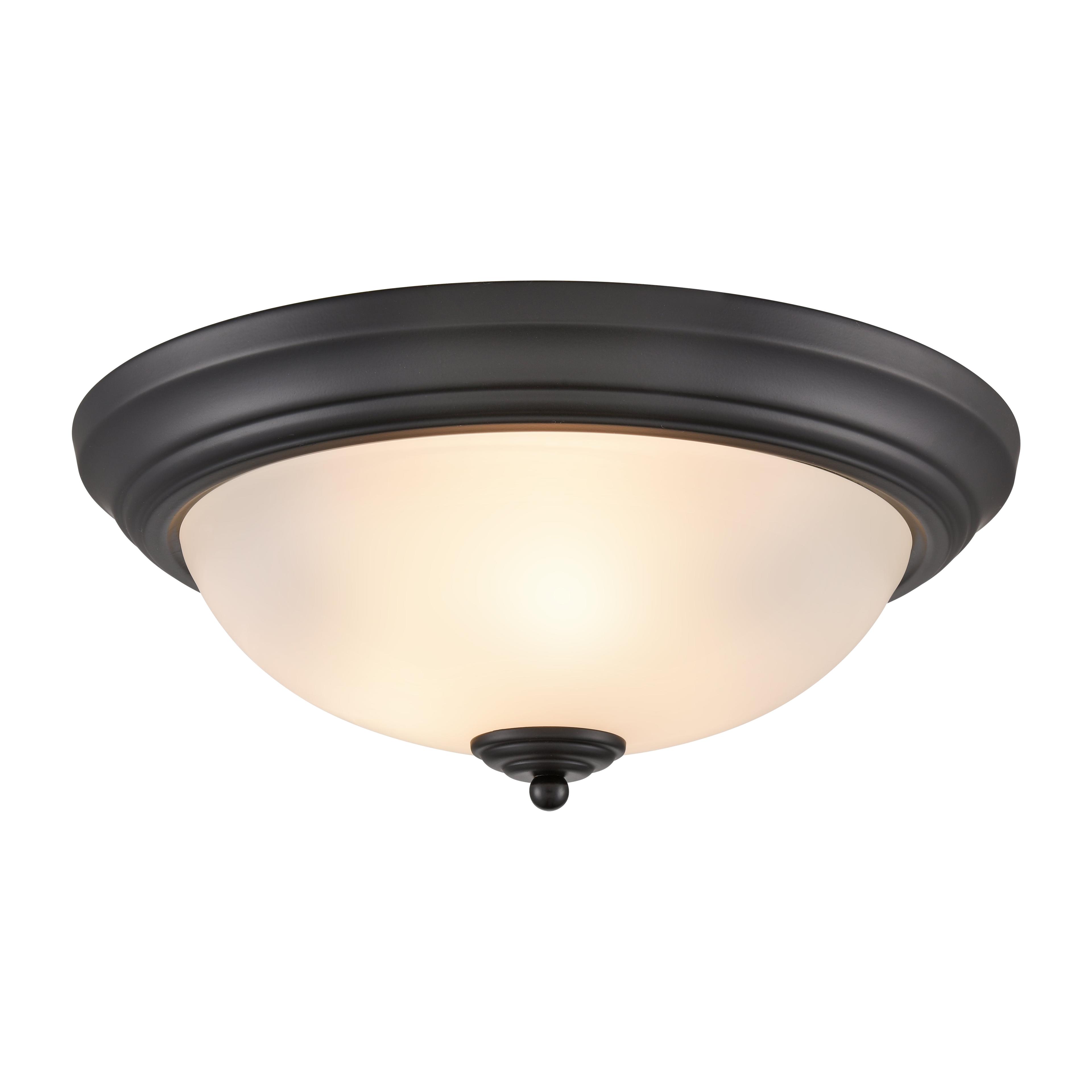 Huntington 15-Inch Black and Frosted Glass Flush Mount