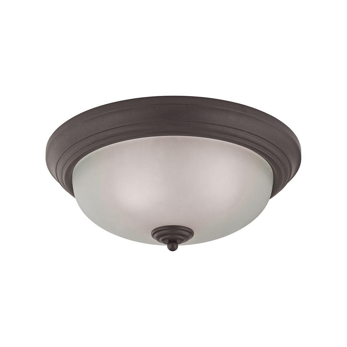 Oil Rubbed Bronze 3-Light Flush Mount with Frosted Glass Shade