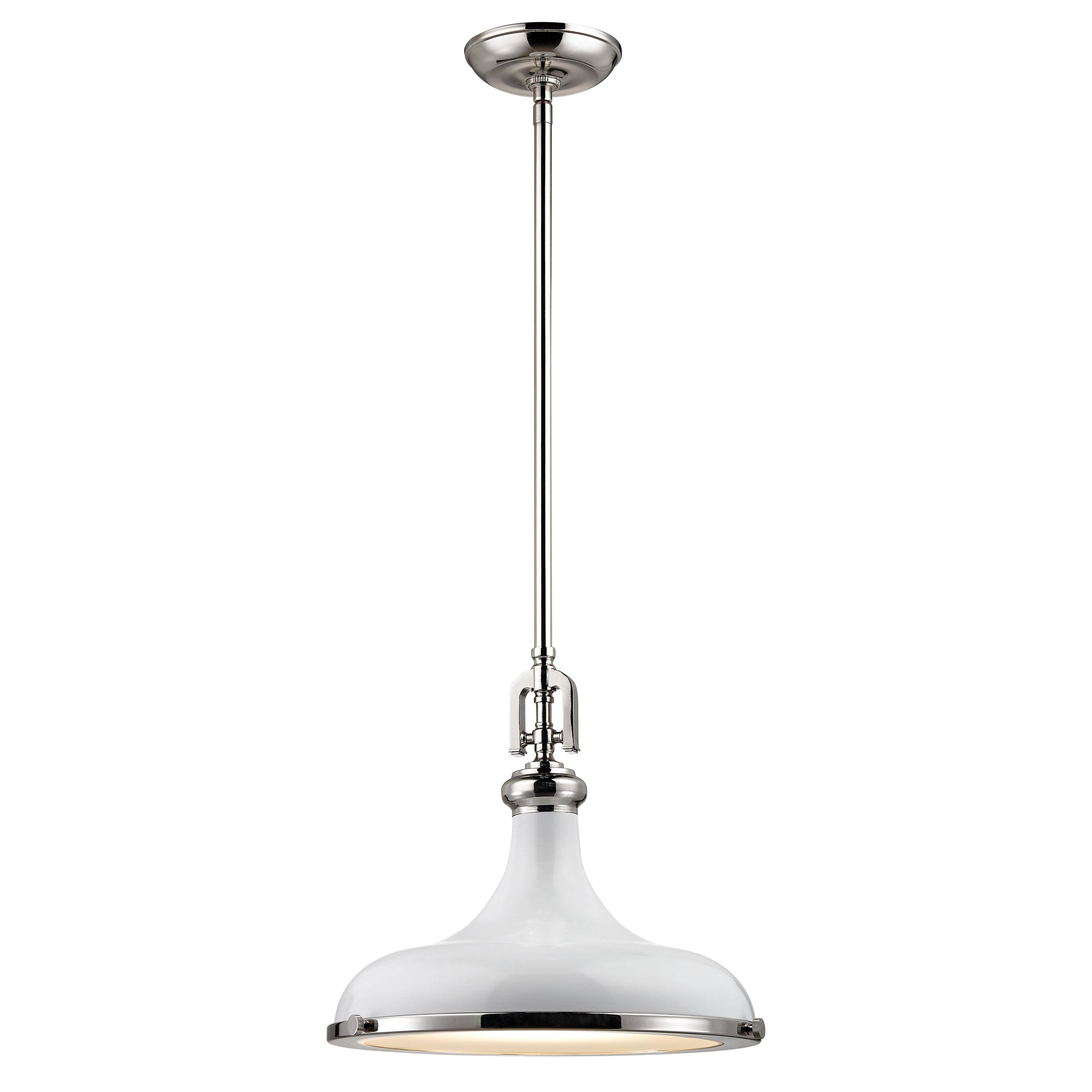Elk Home Rutherford 1 - Light Pendant in  Gloss White/Polished Nickel