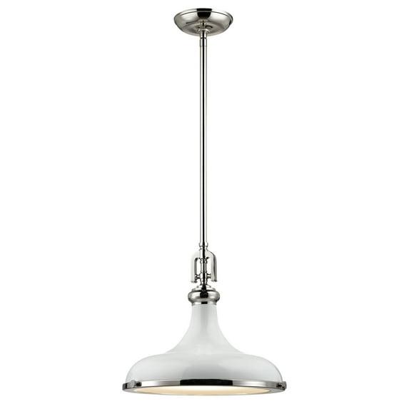 Elk Home Rutherford 1 - Light Pendant in  Gloss White/Polished Nickel