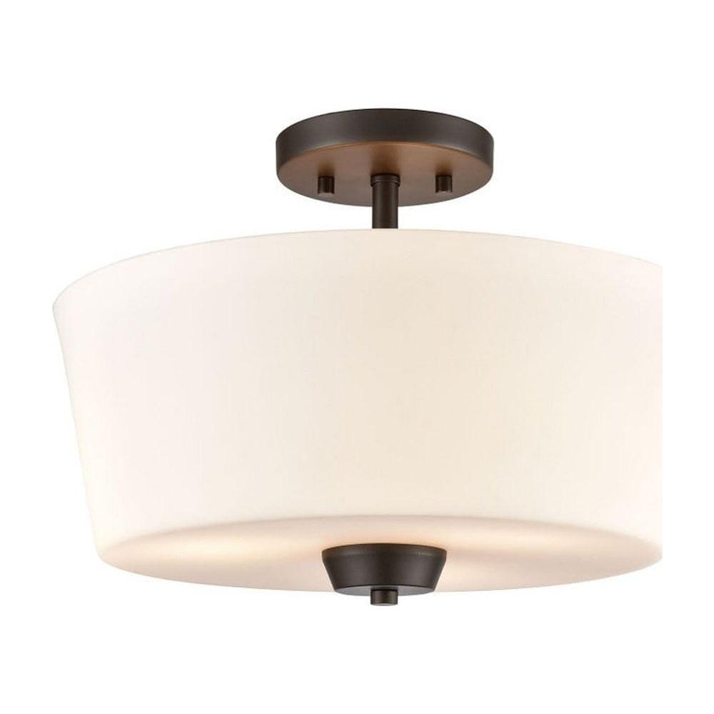 Bronze Globe Trio 15" Brushed Nickel Semi-Flush Ceiling Light