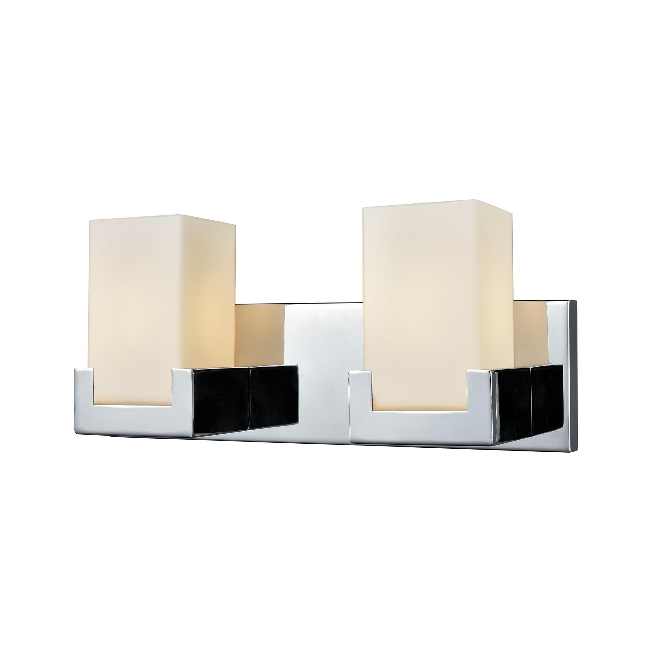 Polished Chrome Vanity Light with Opal White Glass Shades