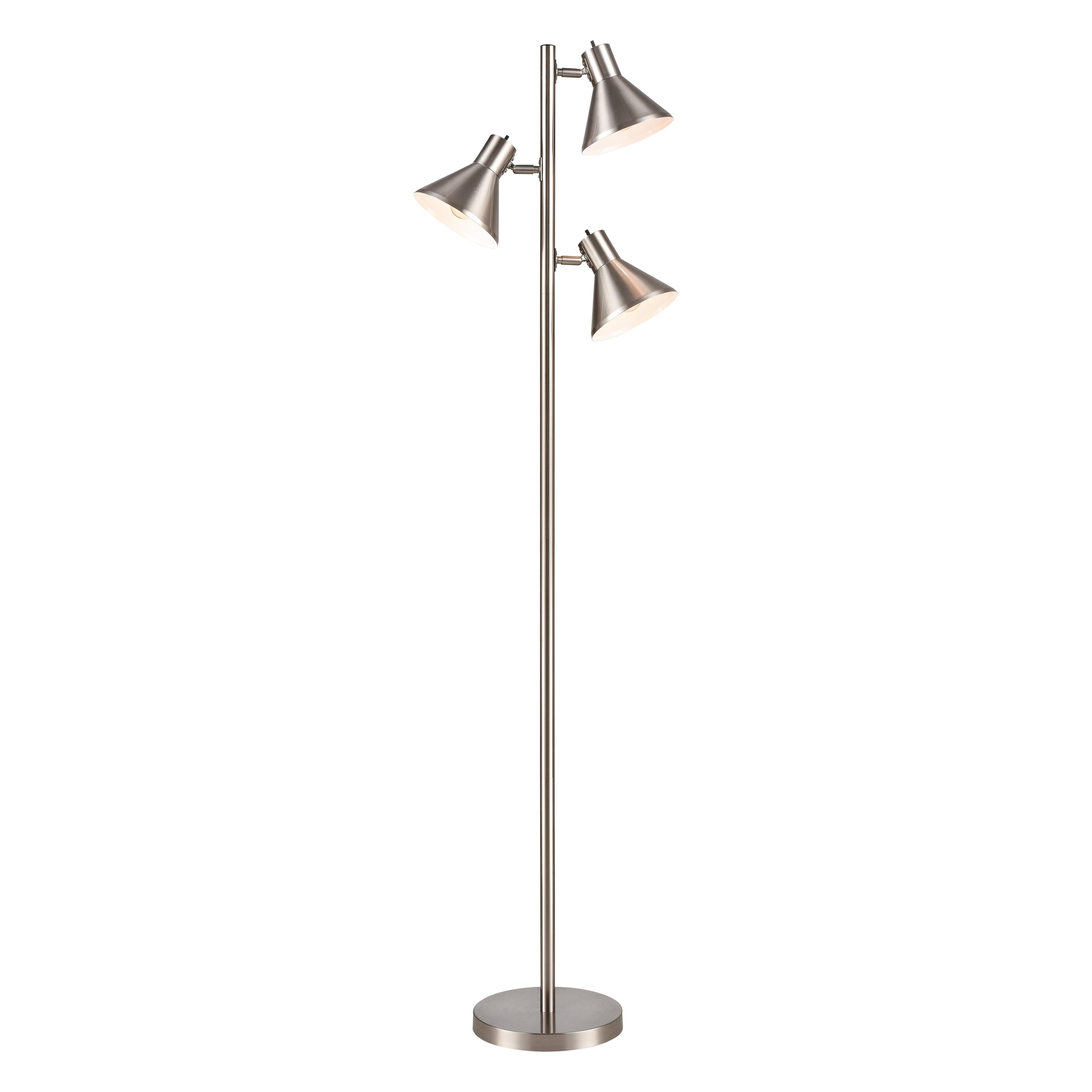 Adjustable 65" White Satin Nickel Metal Floor Lamp