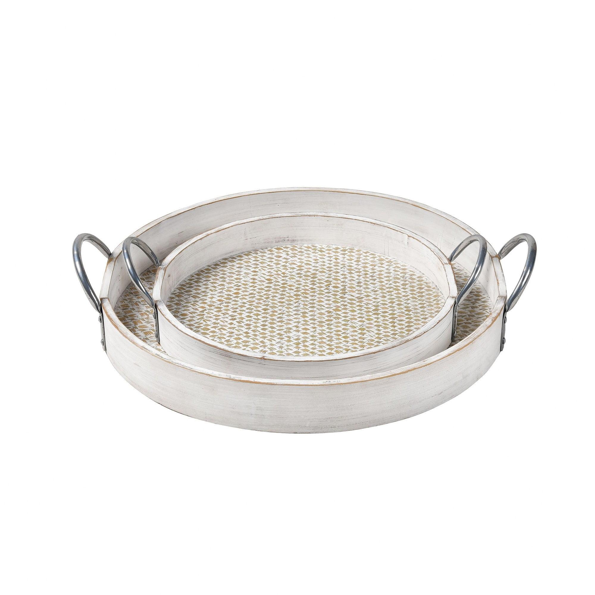 Elk Home Bandeja para Tazones de Fabiana de 17 Pulgadas de Ancho, Transicional, Blanco Desgastado