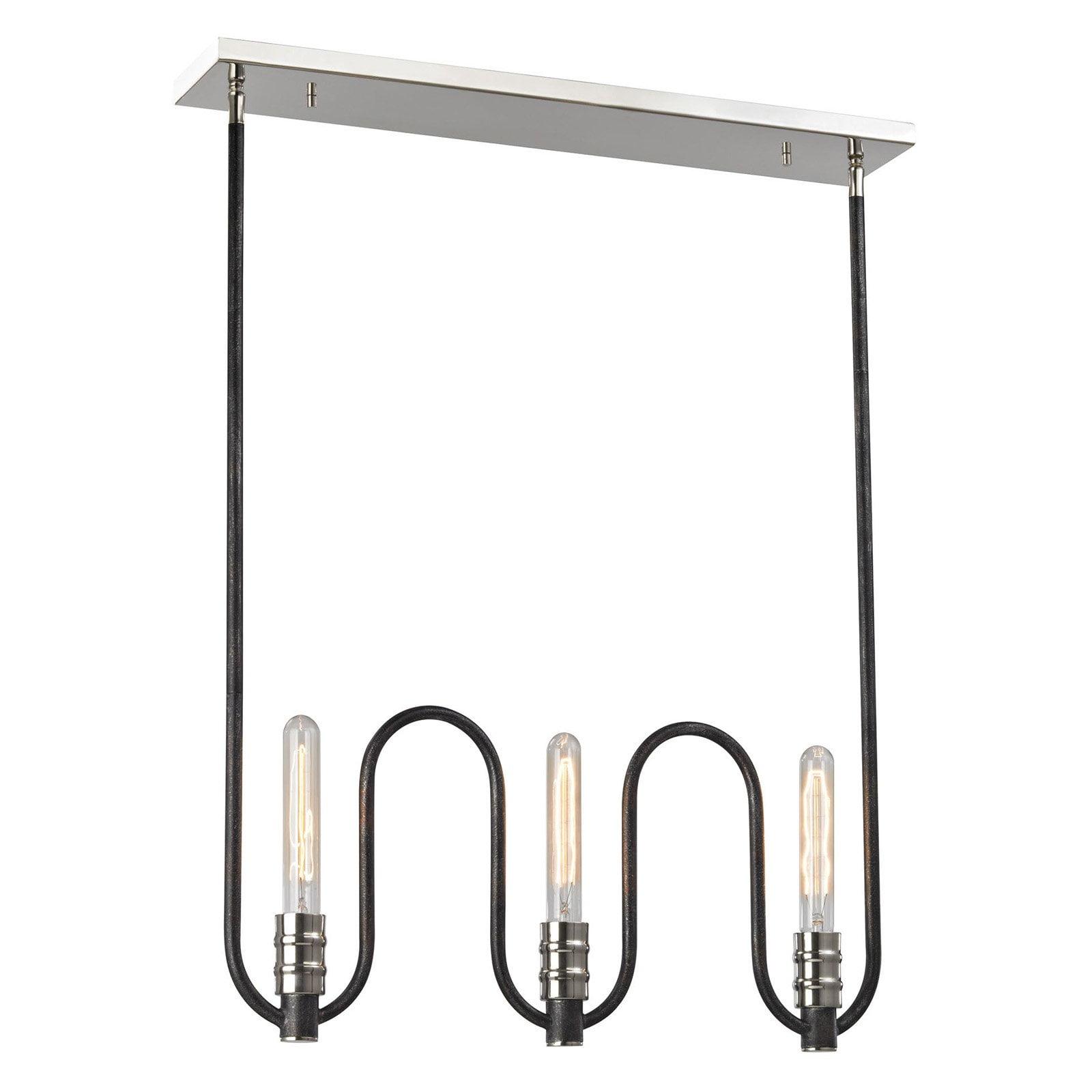 Continuum 23" Wave Pattern Nickel-Crystal Linear Chandelier