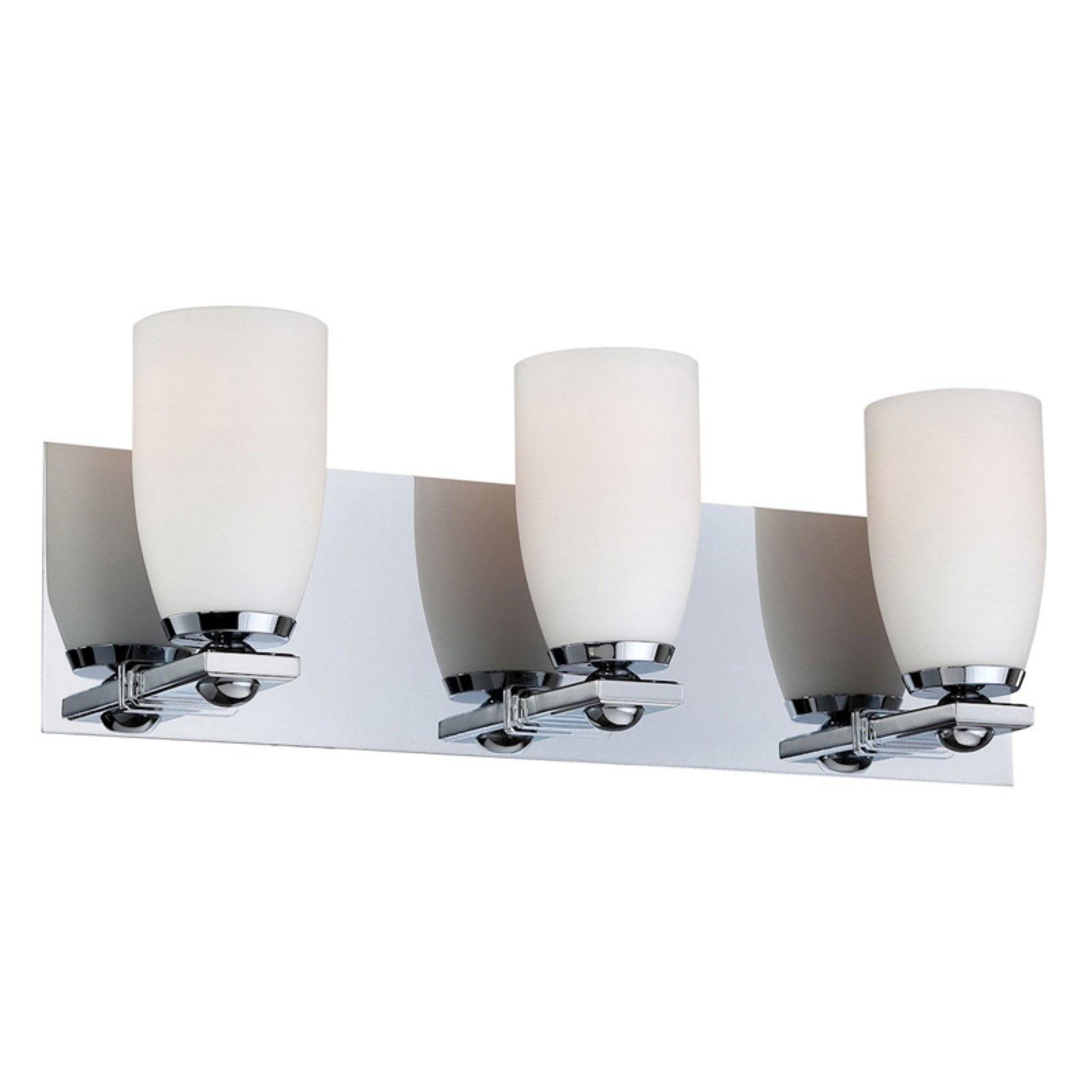 Chrome 3-Light Vanity with White Opal Glass Shades