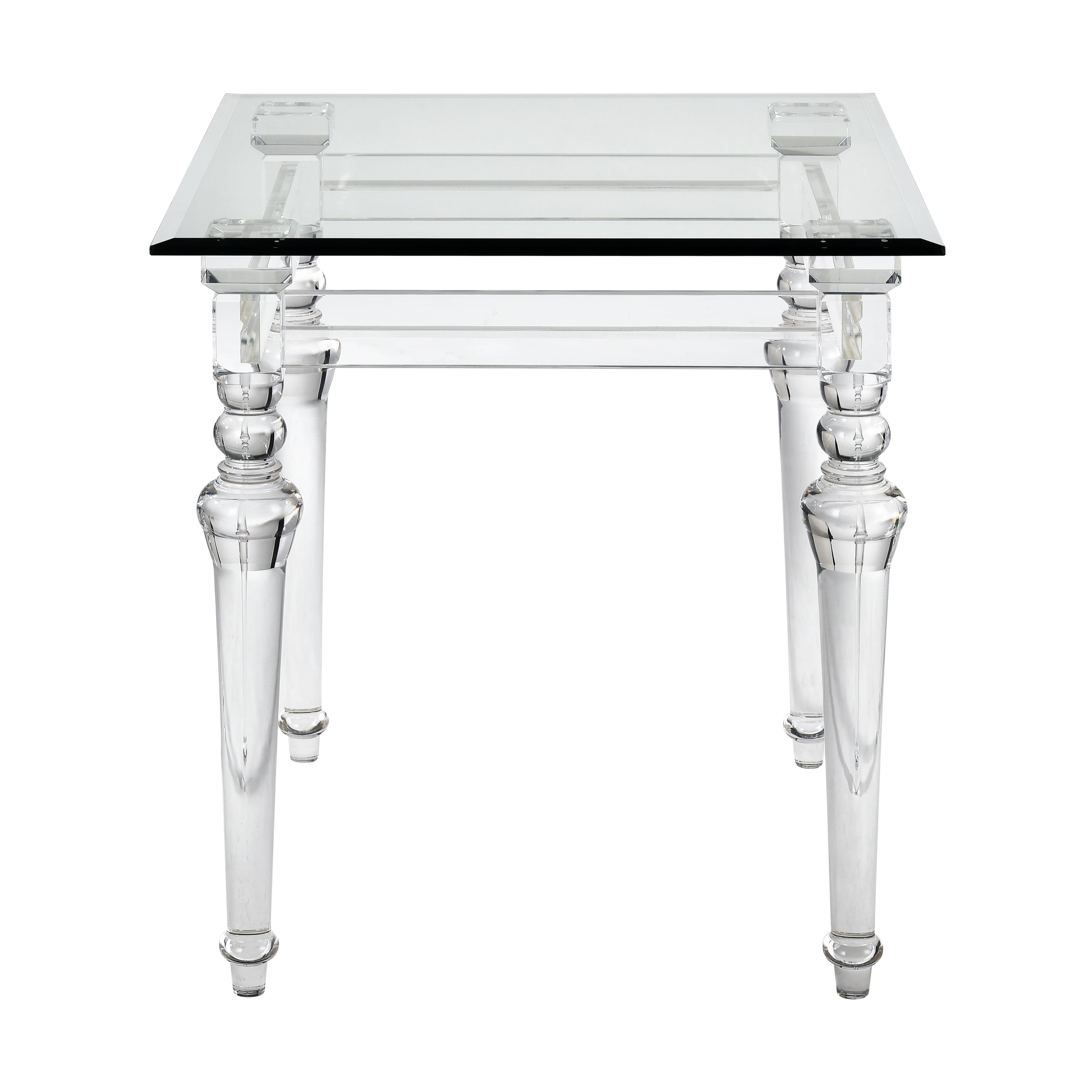 Modern Clear Acrylic Square Accent Table with Storage