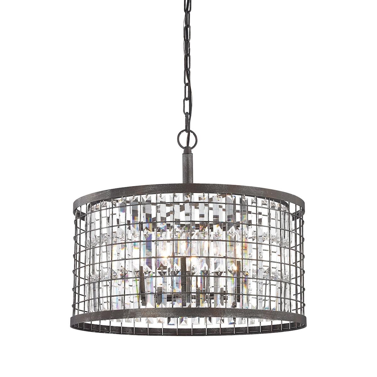 Nadina 6-Light Silverdust Iron Chandelier with Clear Crystal Cage