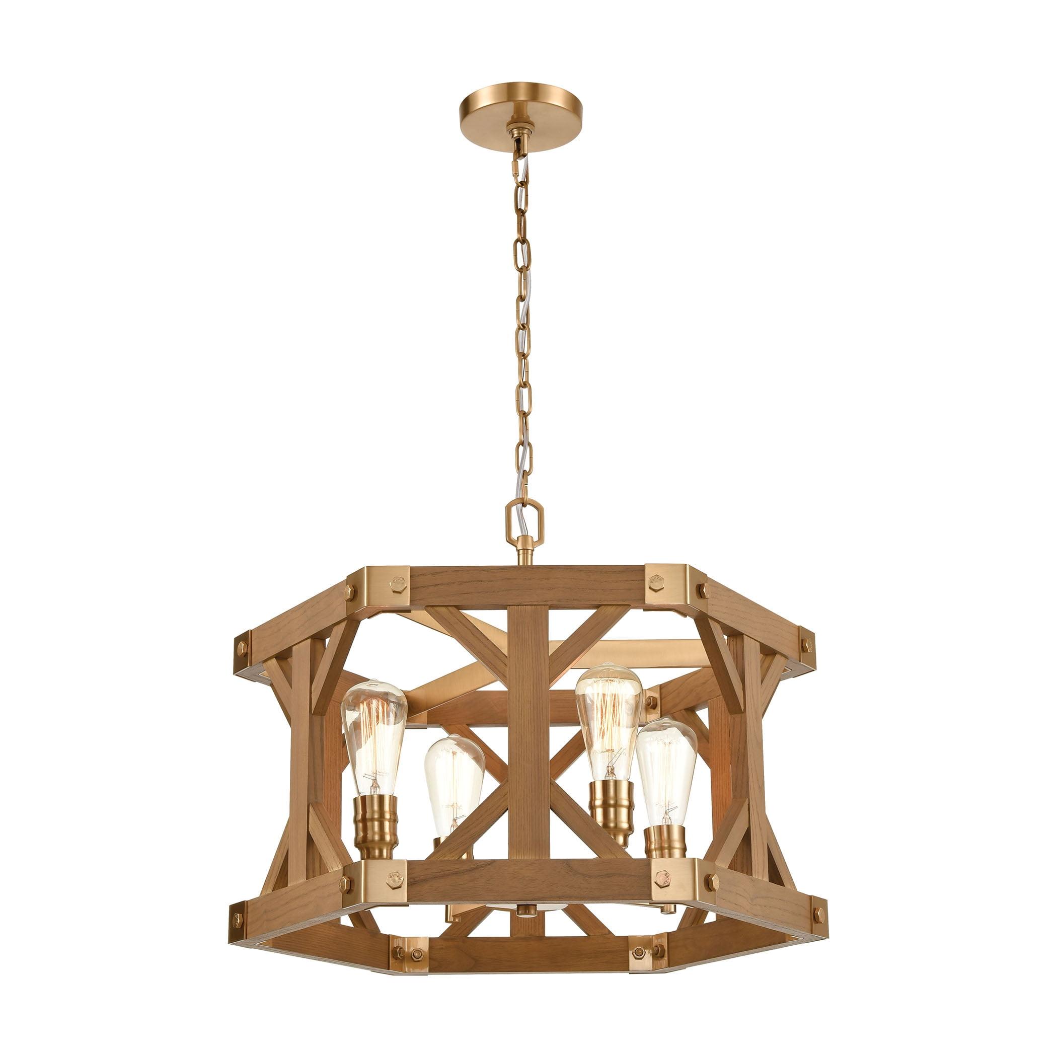 Elk Home Structure 4 - Light Chandelier in  Satin Brass/Medium Oak