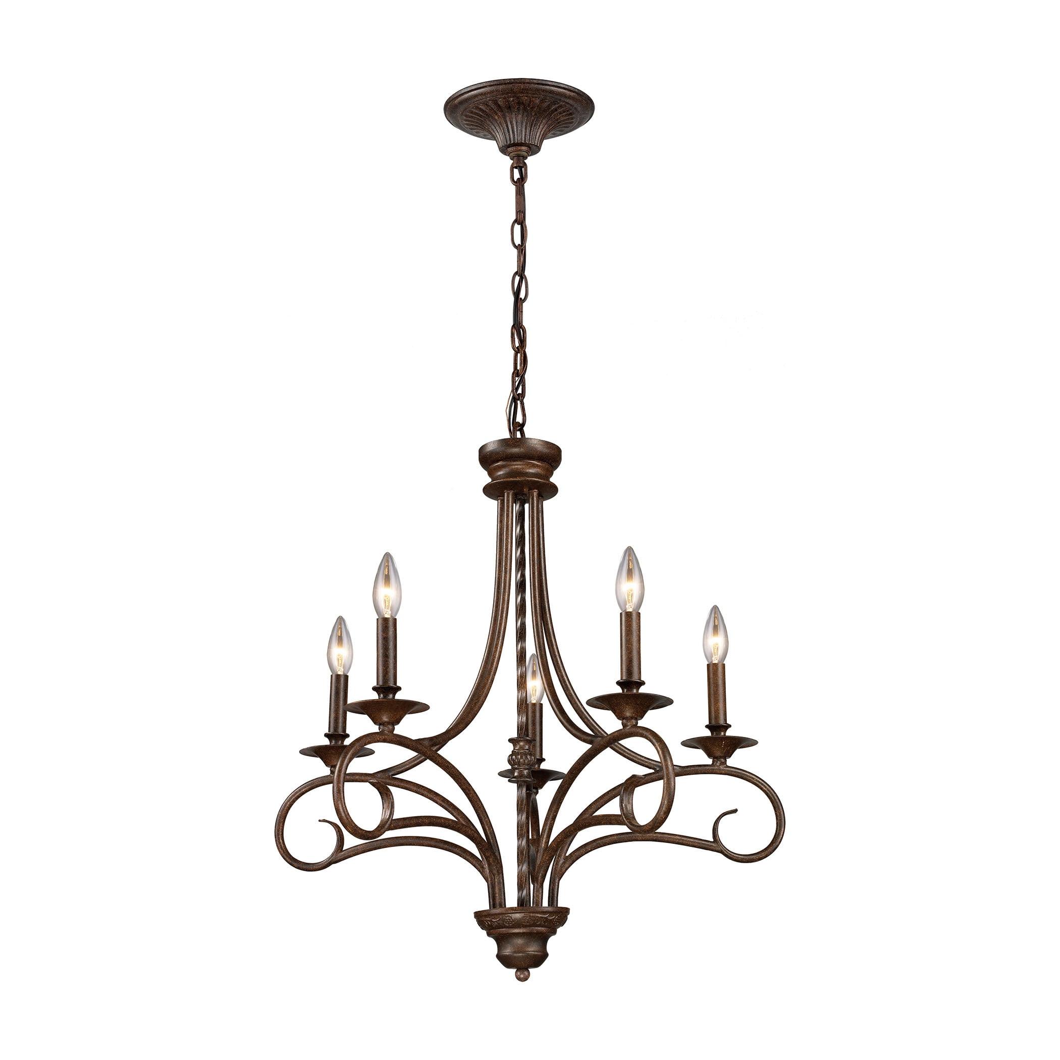 Old World 5-Light Antique Bronze Wrought Iron Chandelier