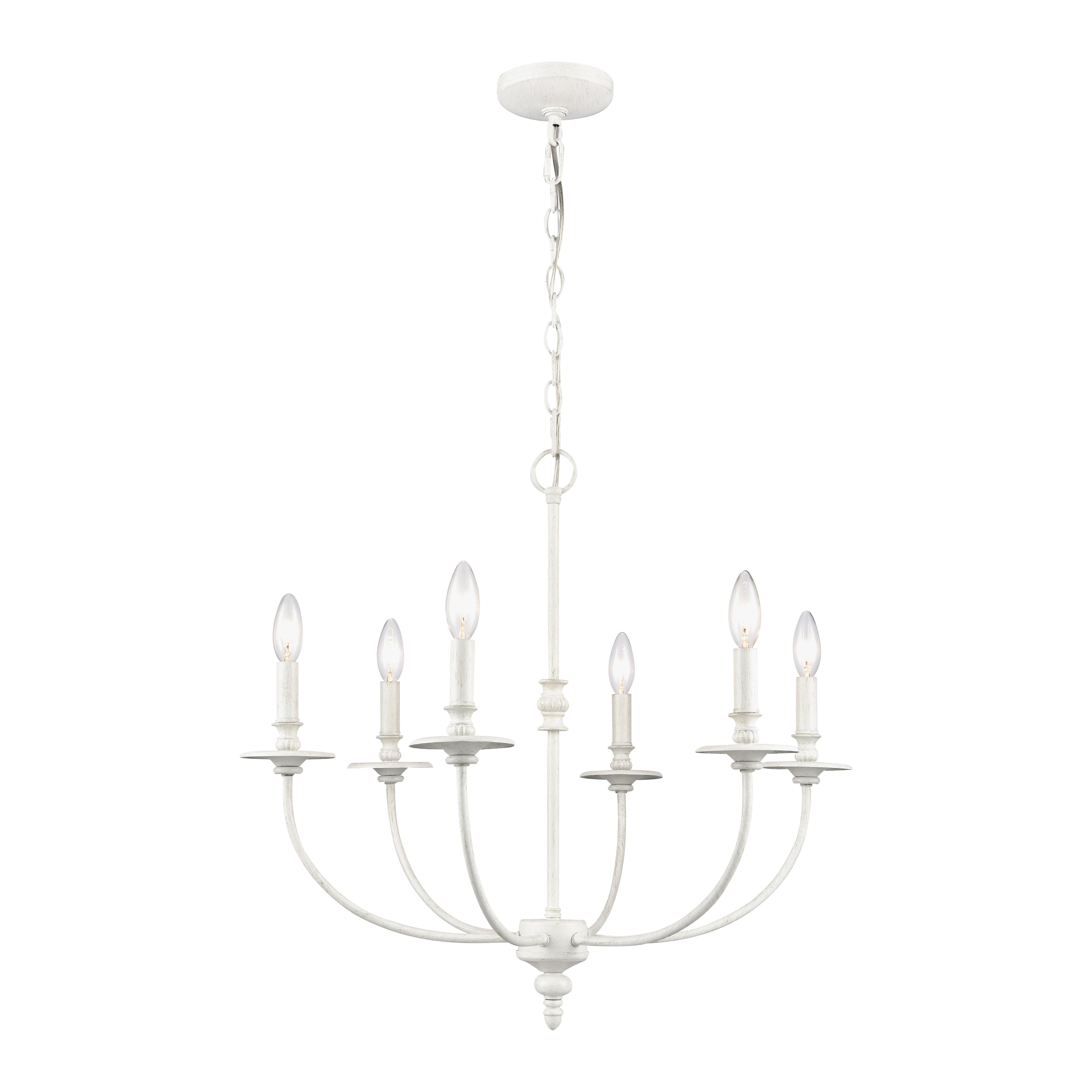 Farmhouse White 6-Light Airy Tone Chandelier with Adjustable Height