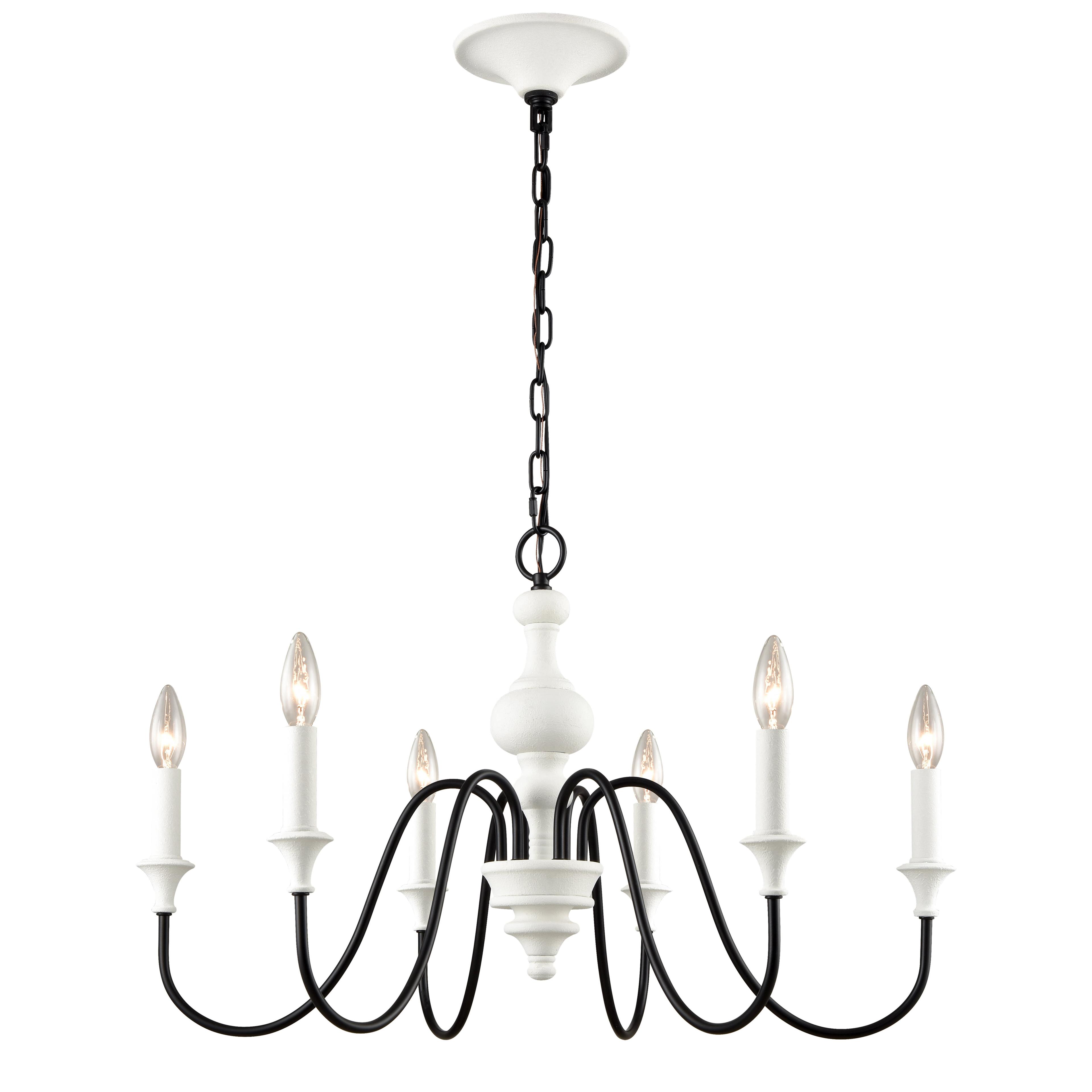 Val de Loire French Country Charm White Coral 6-Light Chandelier