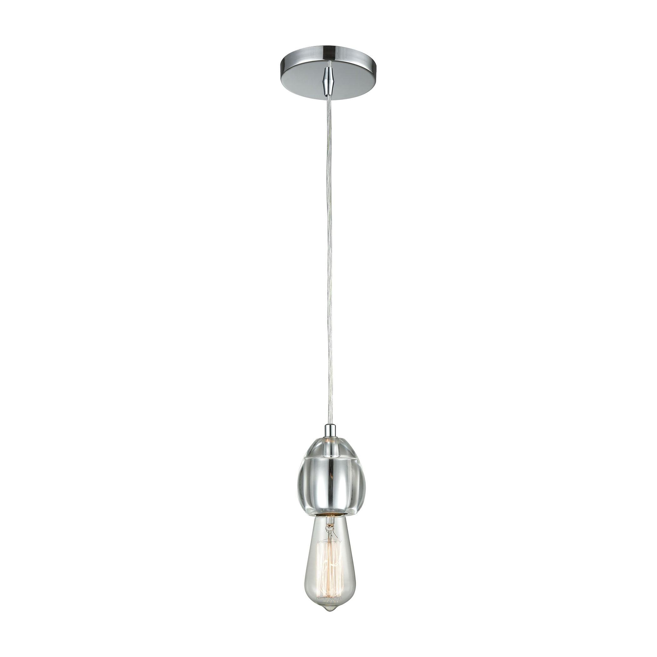 Contemporary Mini Dome Pendant in Polished Chrome with Clear Cord