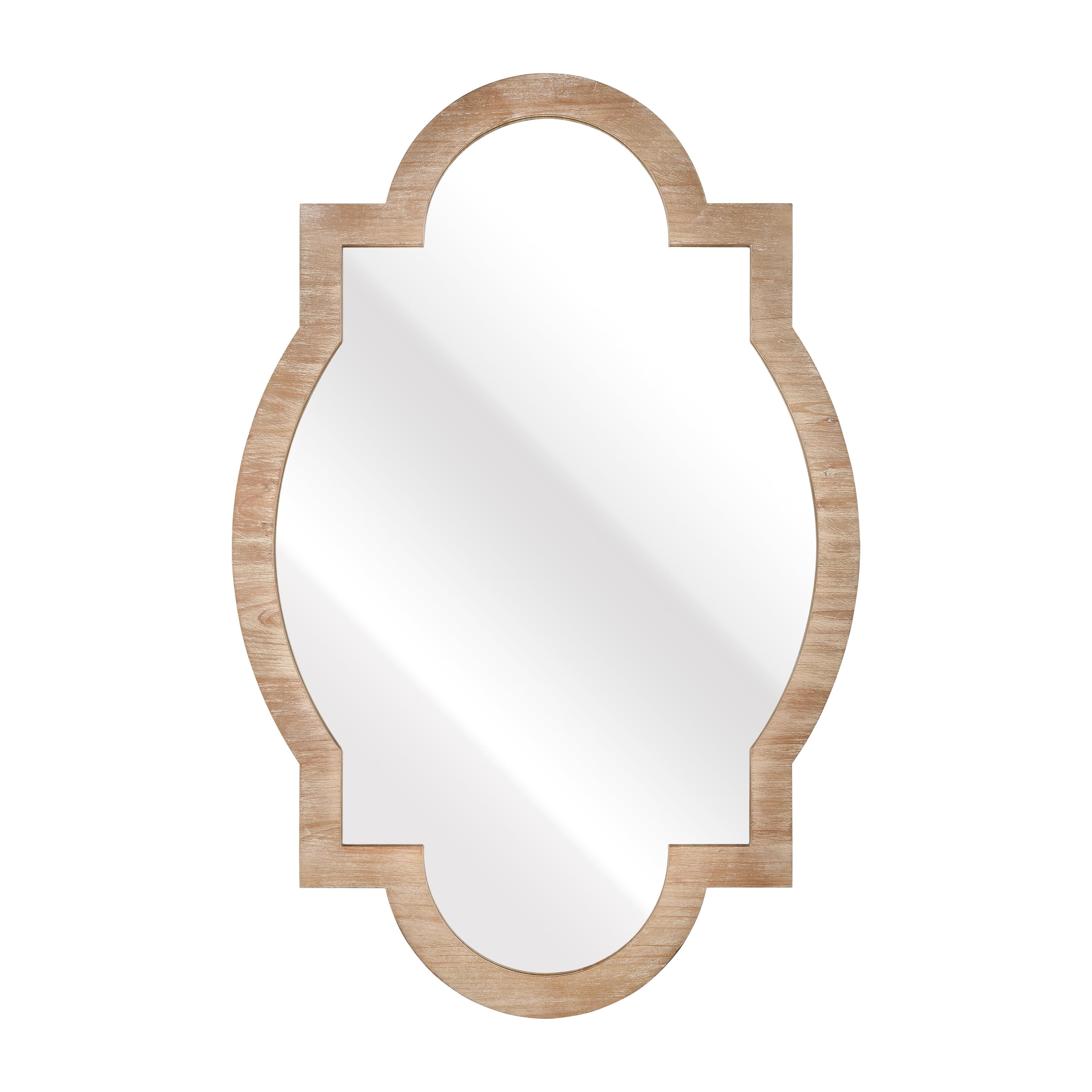 Traditional Wood Tone Ogee Oval Mirror with Beveled Frame