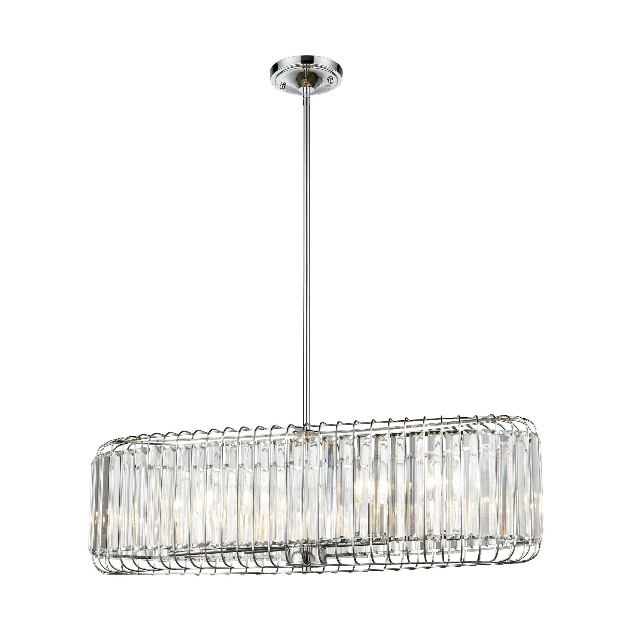 Elegant Beaumont 6-Light Linear Chandelier in Polished Chrome with Clear Crystal