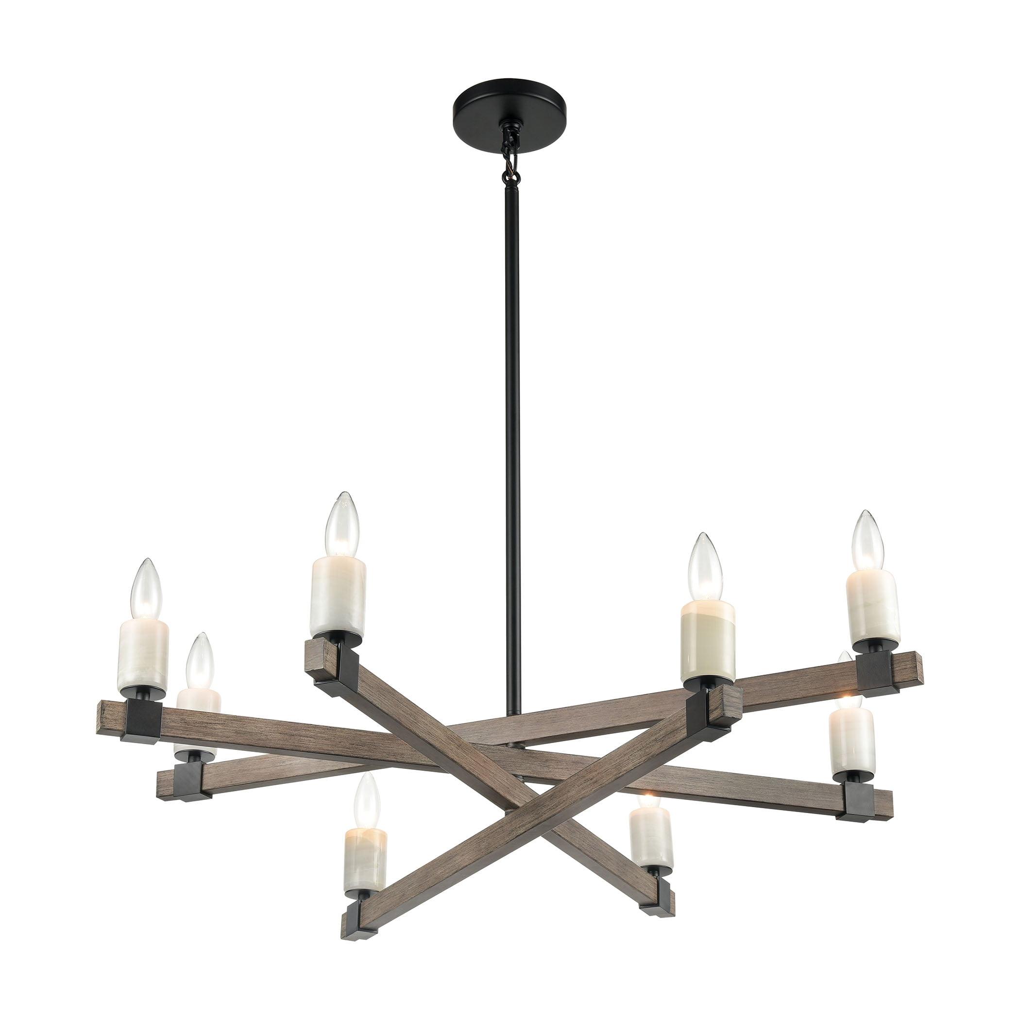 Aspen & Matte Black 8-Light E12 Candelabra Chandelier with Dimmable Torpedo Bulbs