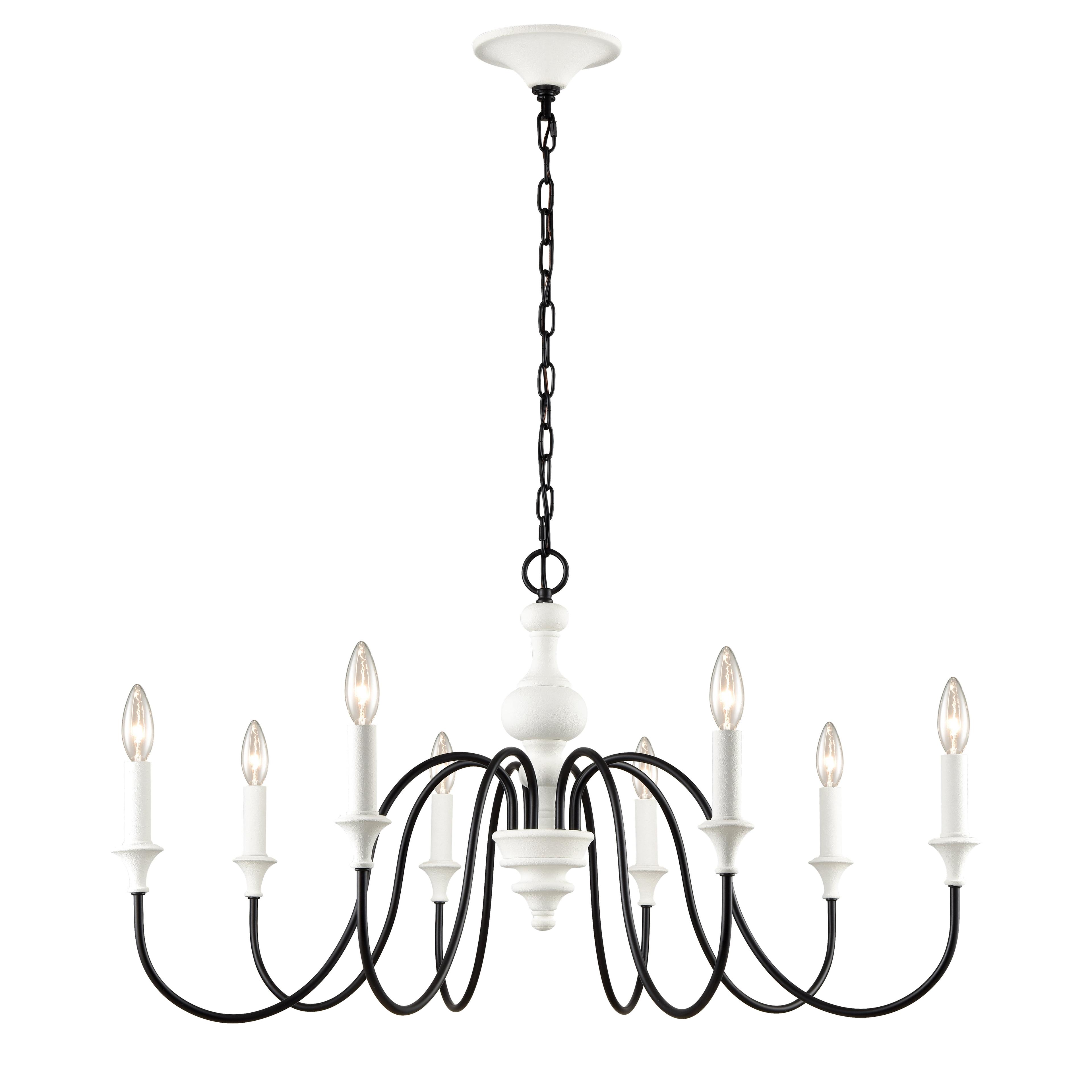 White and Black 8-Light French Country Chandelier