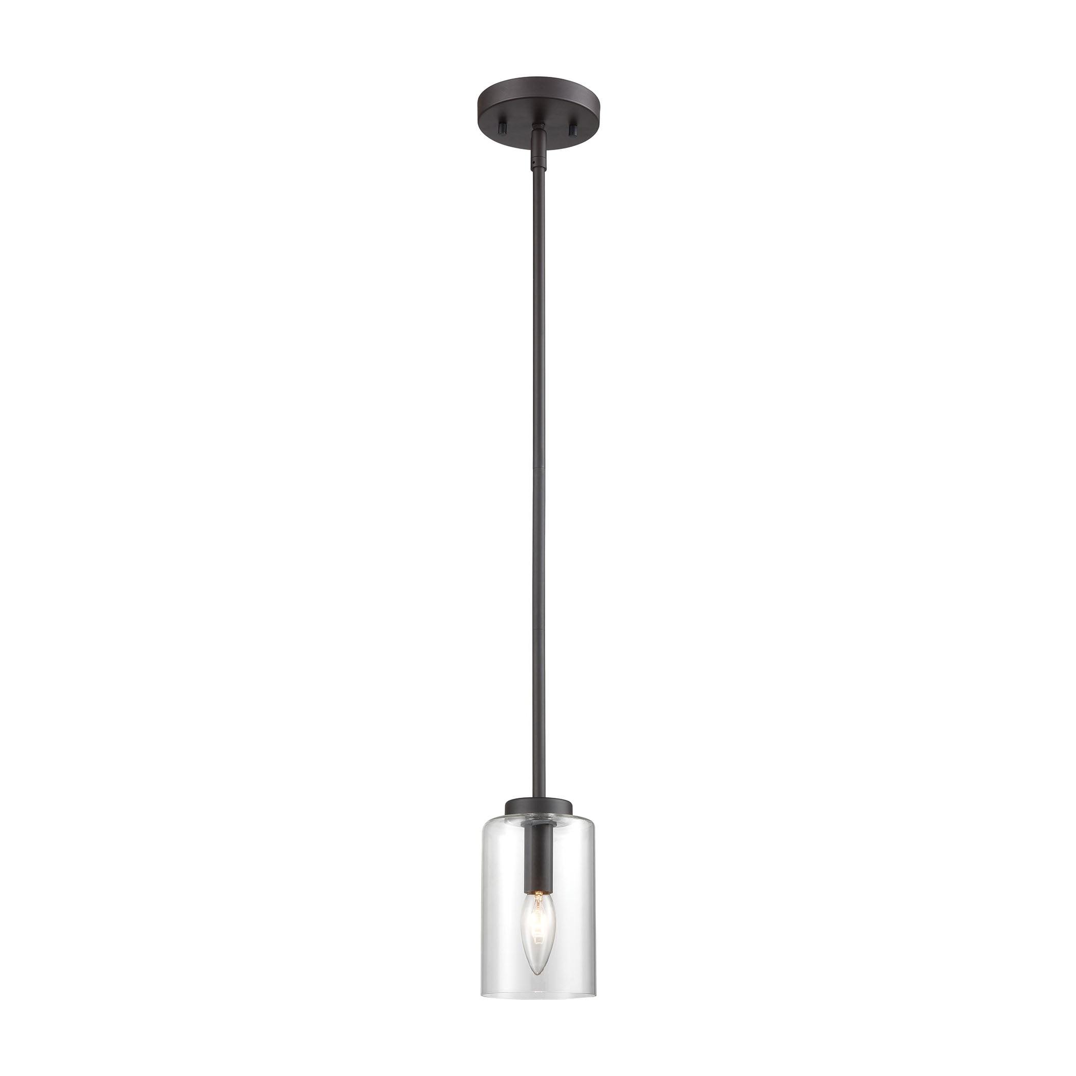 West End Oil Rubbed Bronze Mini Pendant with Clear Glass Shade