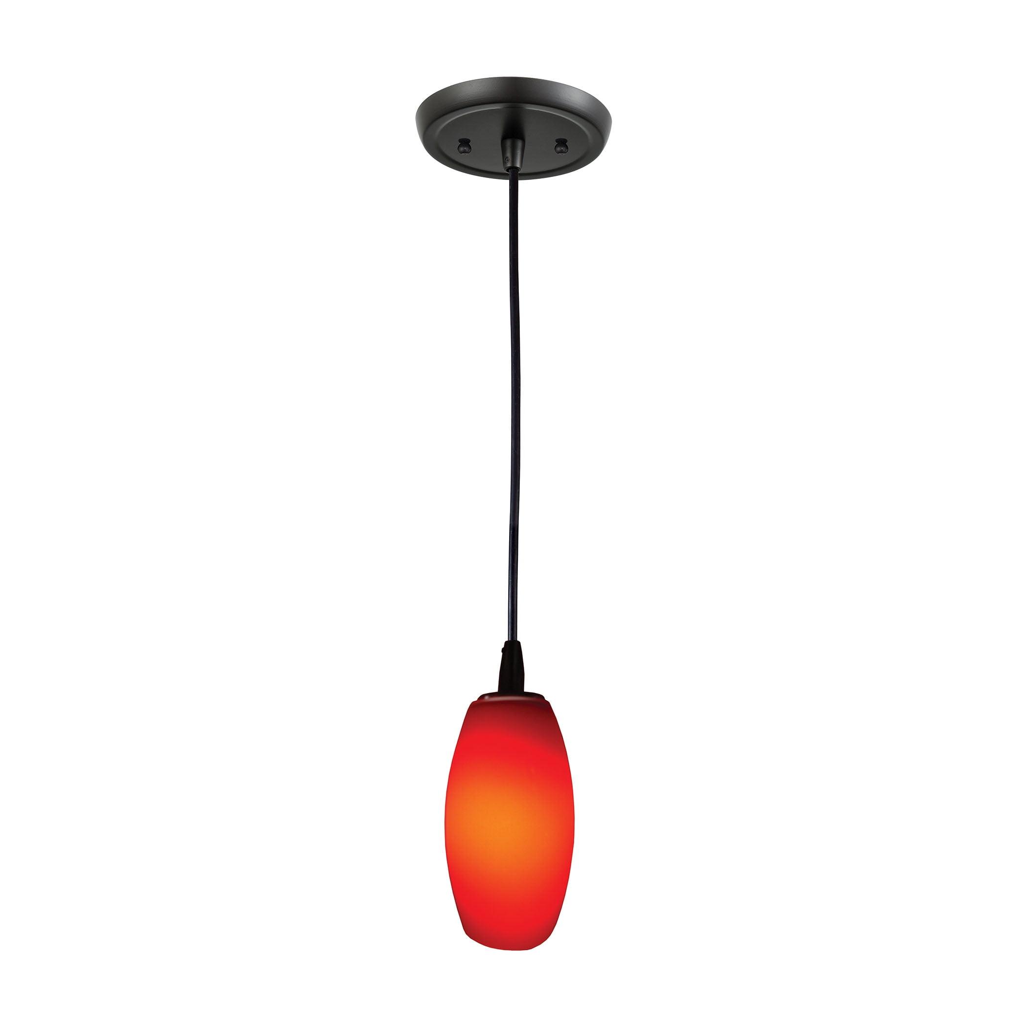 Gloss Black Mini Pendant with Vermillion Glass Shade