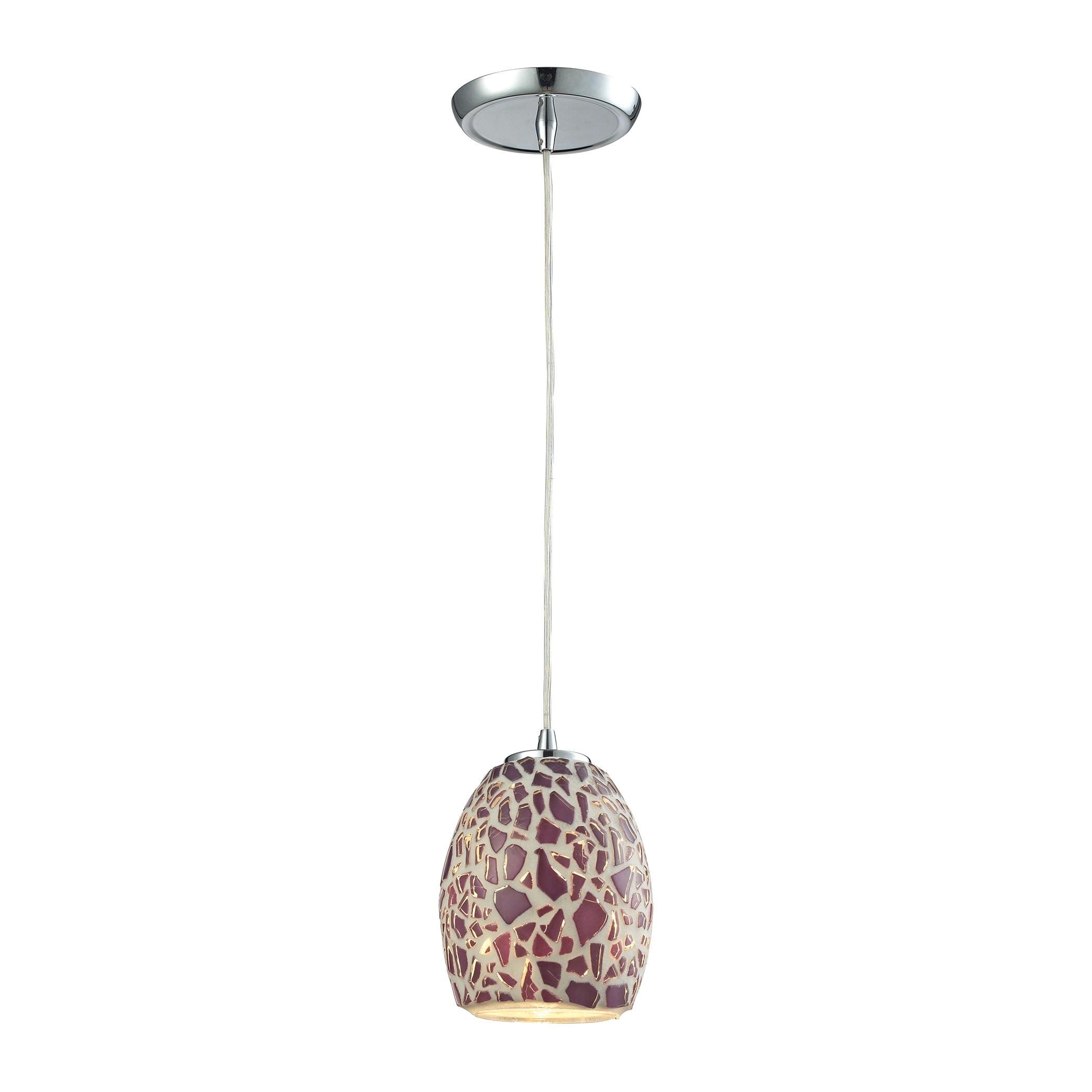 Satin Nickel Mosaic Glass Pendant Light - 5" x 7"