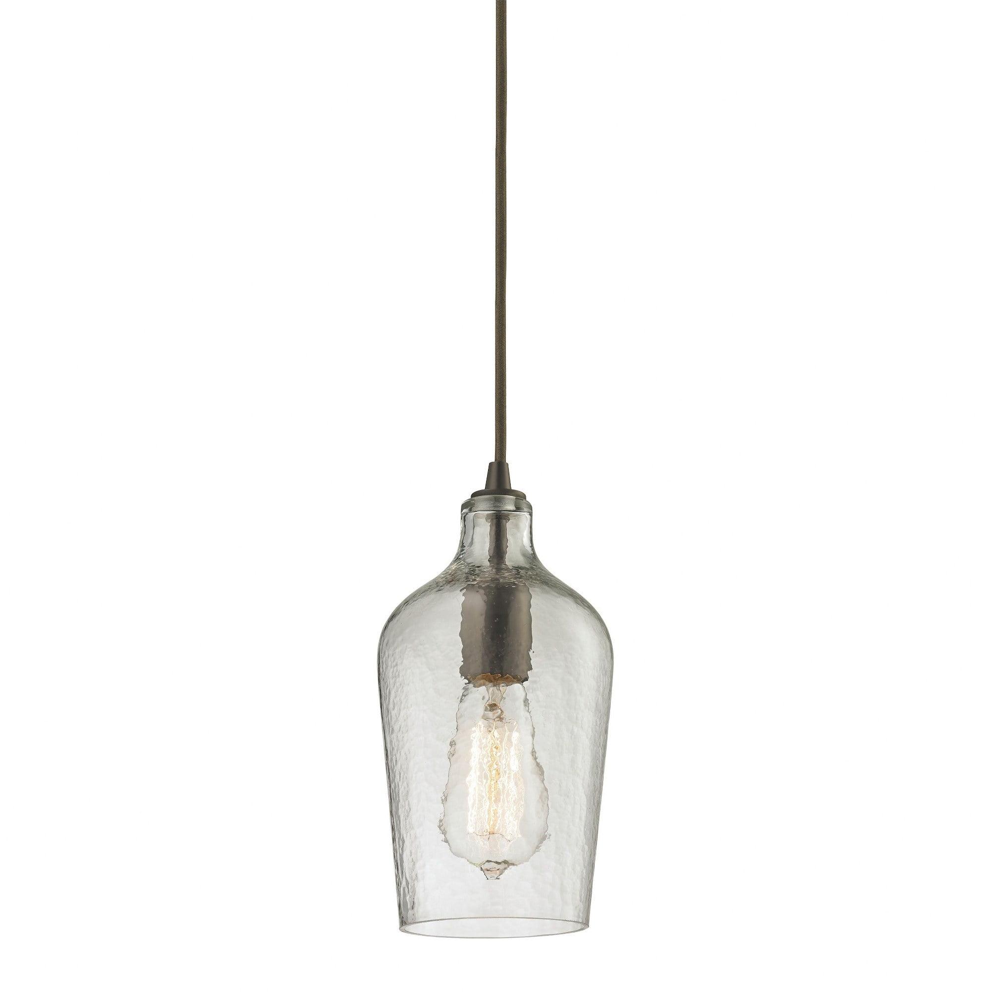 Elk Home Hammered Glass 1 - Light Pendant in  Oil Rubbed Bronze